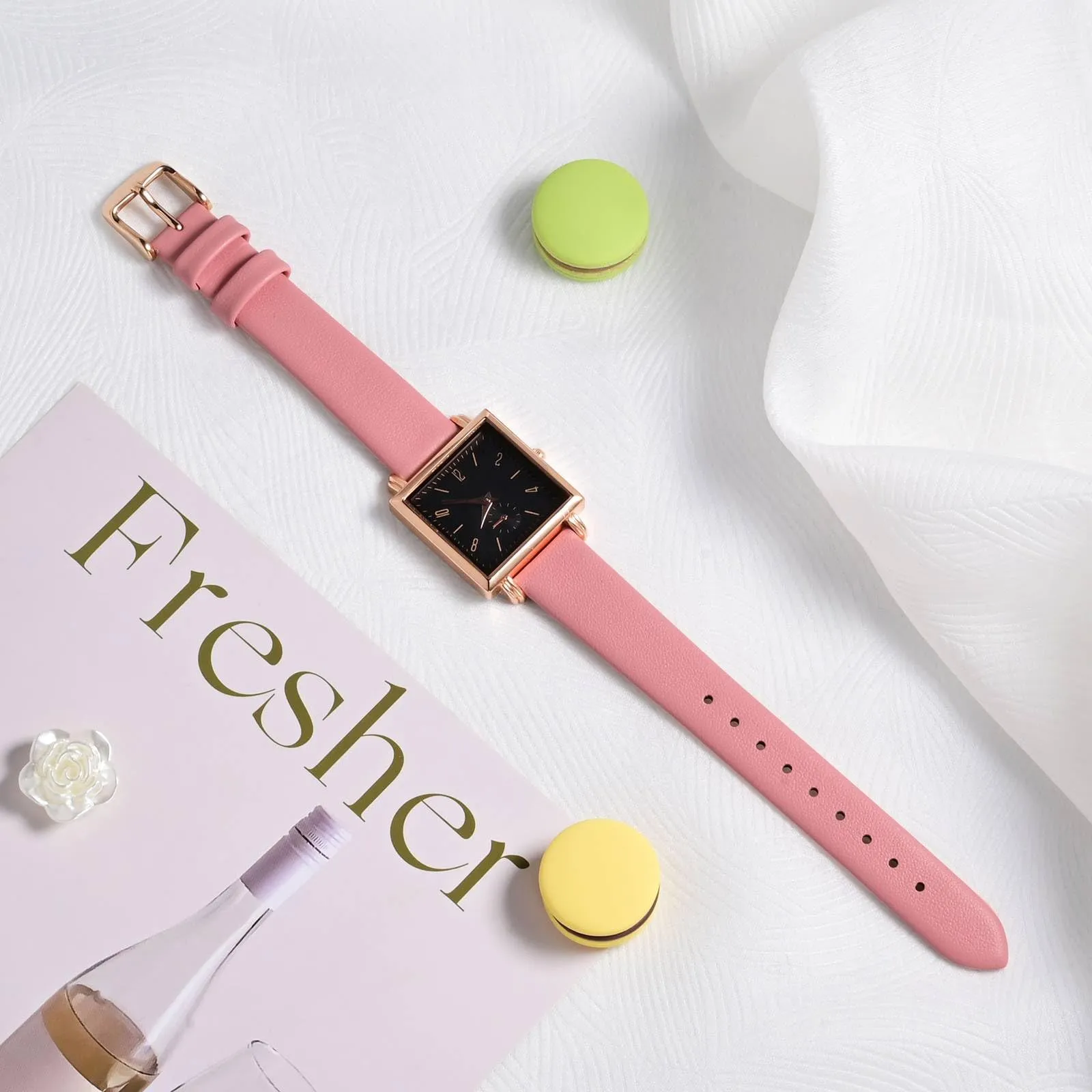 ANNEFIT Cinturini per Orologi per Uomo Donna, Cinturino in Vera Pelle con Sgancio Rapido, Larghezza della Banda 16mm (Rosa) - immagine 2