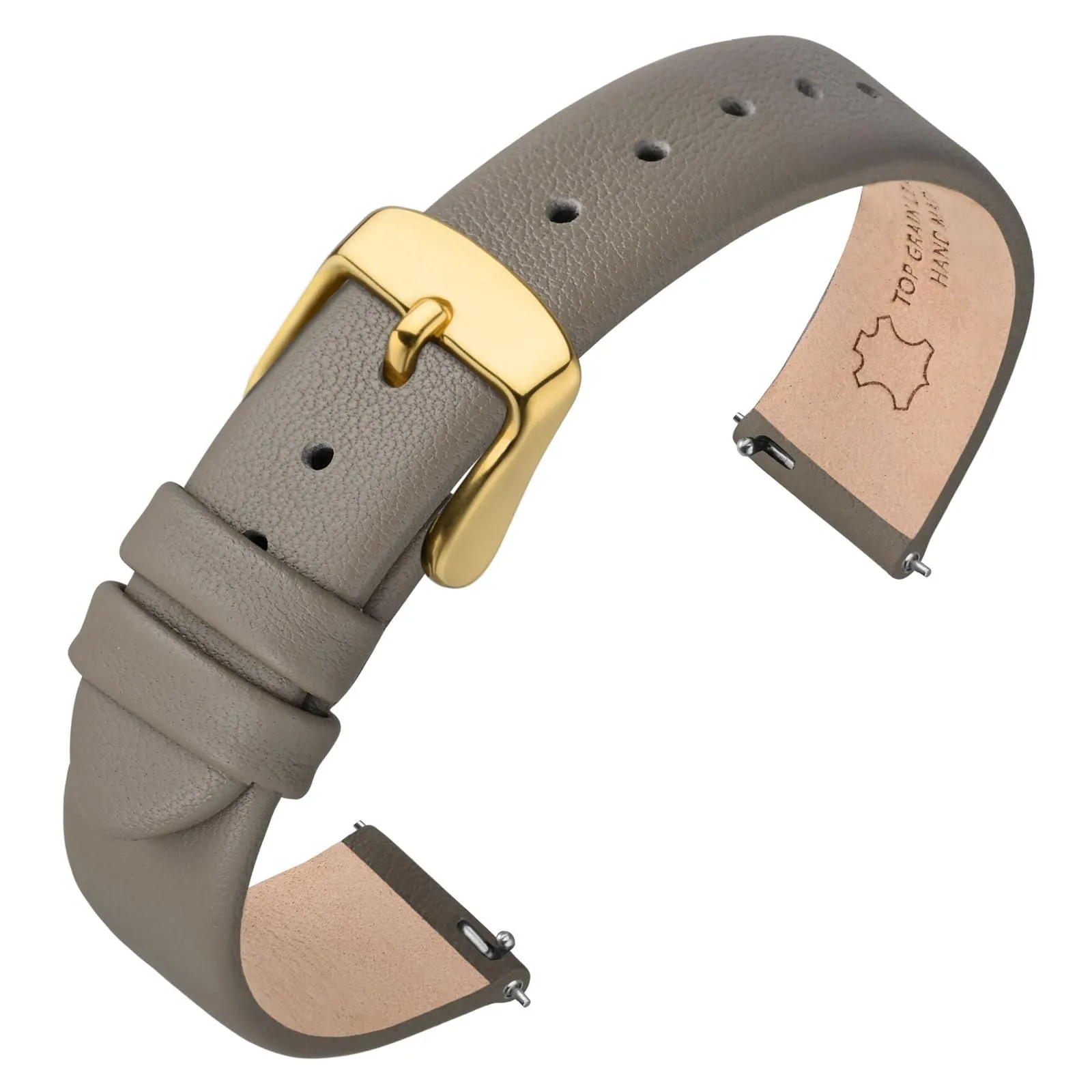 ANNEFIT Cinturini per Orologi per Uomo Donna, Cinturino in Vera Pelle con Sgancio Rapido, Larghezza della Banda 13mm con Fibbia Oro (Grigio) - immagine 1