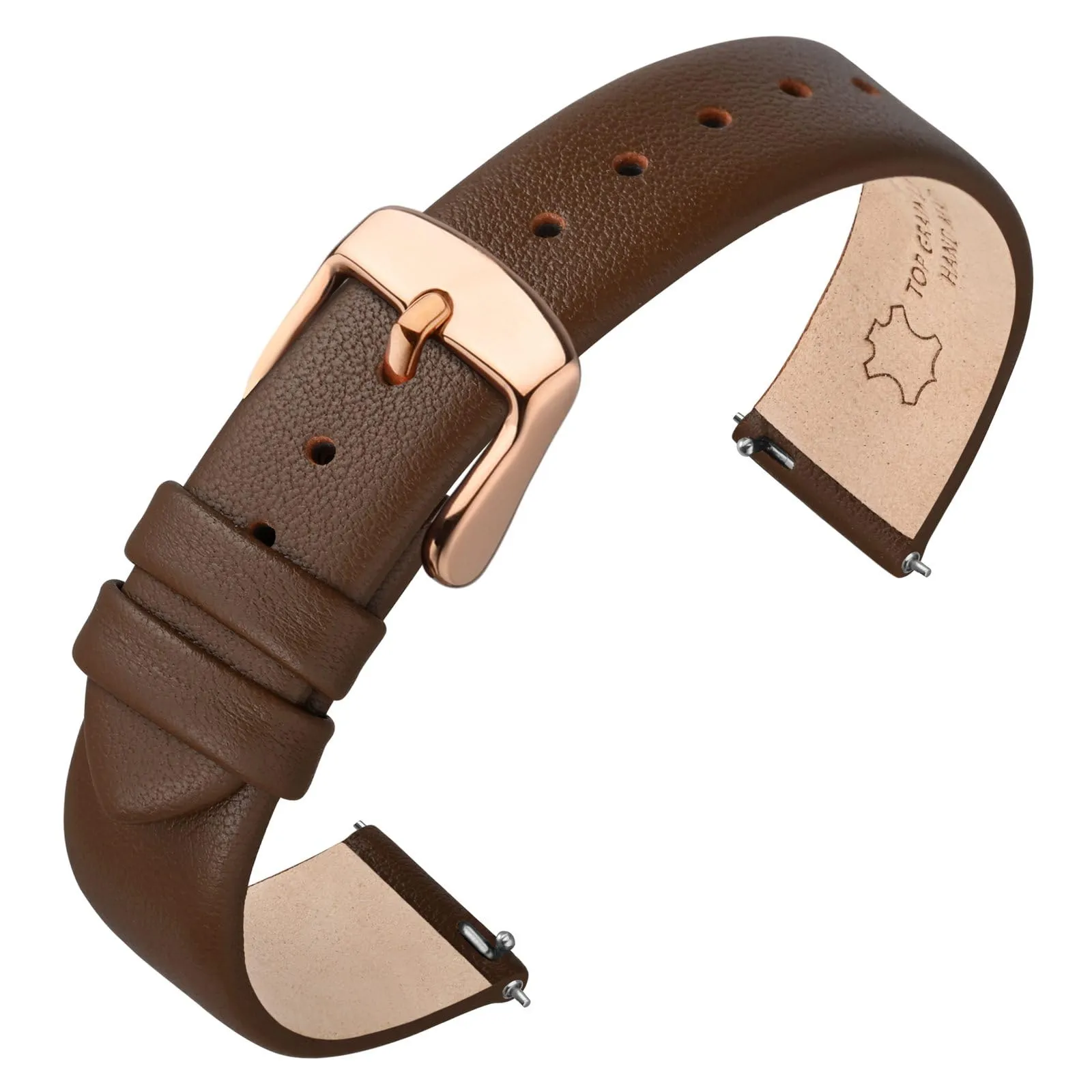 ANNEFIT Cinturini per Orologi per Uomo Donna, Cinturino in Vera Pelle con Sgancio Rapido, Larghezza della Banda 16mm con Fibbia Oro Rosa (Marrone Scuro) - immagine 1
