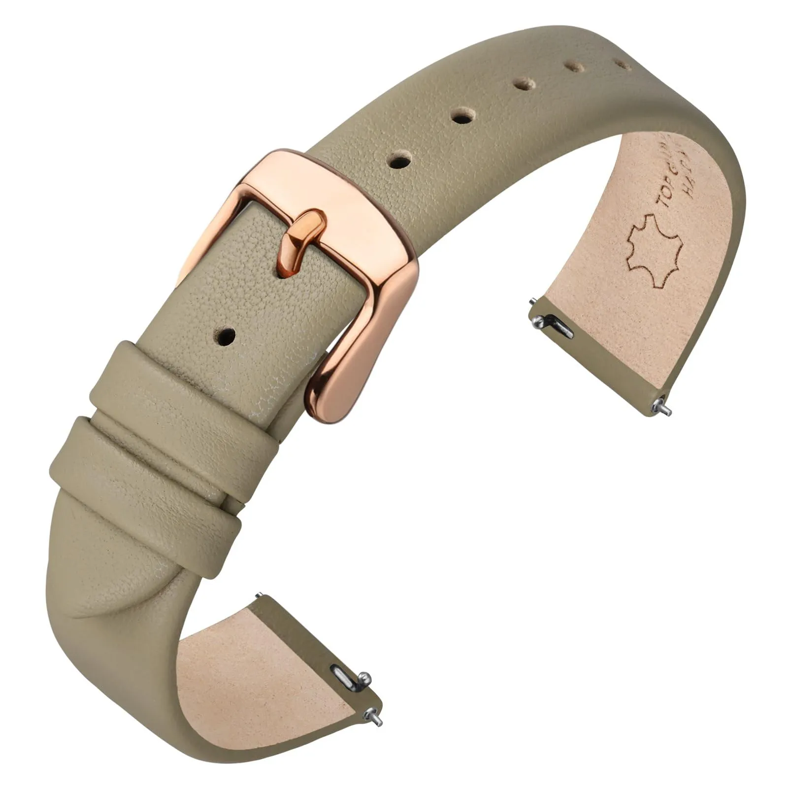 ANNEFIT Cinturini per Orologi per Uomo Donna, Cinturino in Vera Pelle con Sgancio Rapido, Larghezza della Banda 12mm con Fibbia Oro Rosa (Cachi) - immagine 1