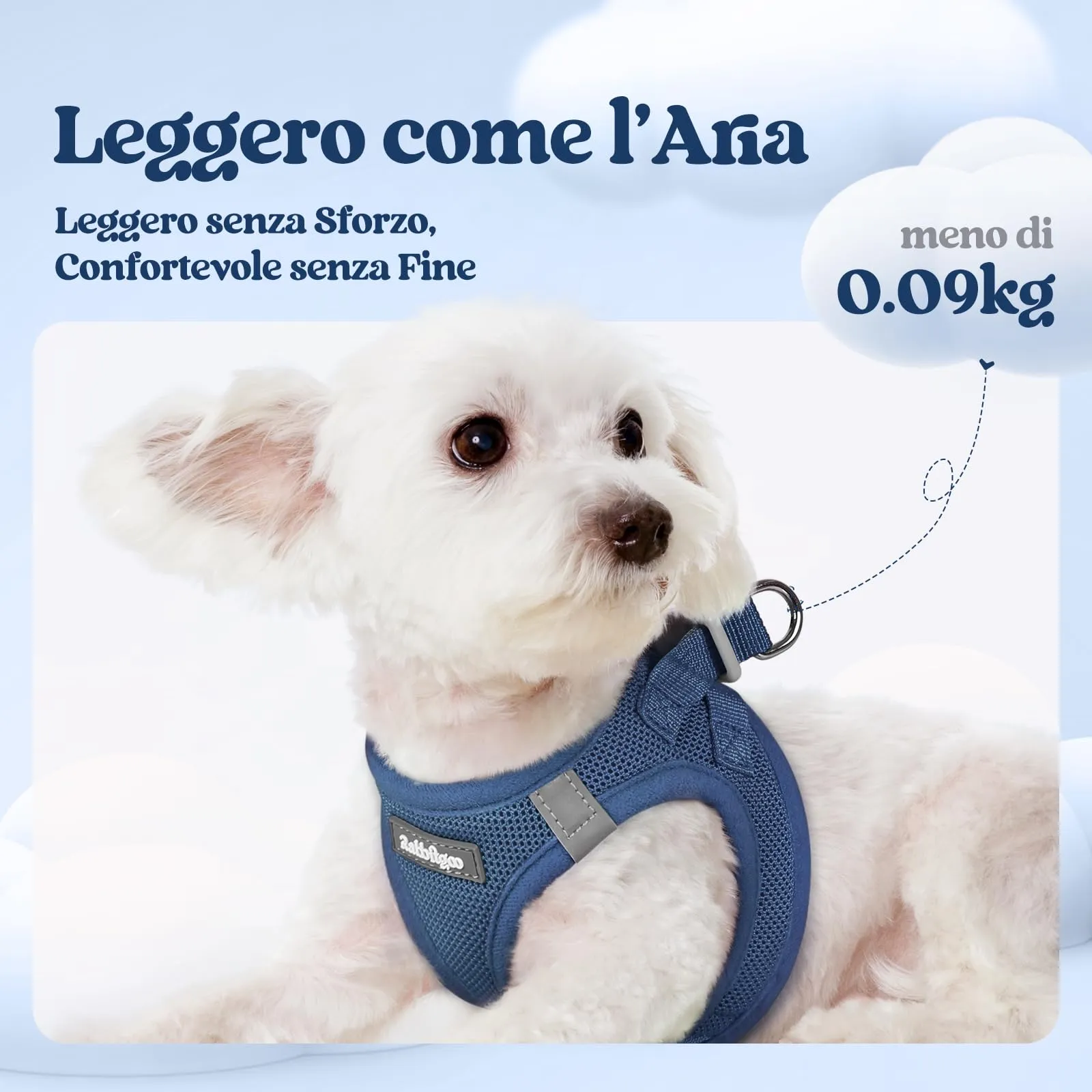 rabbitgoo Pettorina Cane Taglia Piccola con Guinzaglio, Blu Scuro S - immagine 3