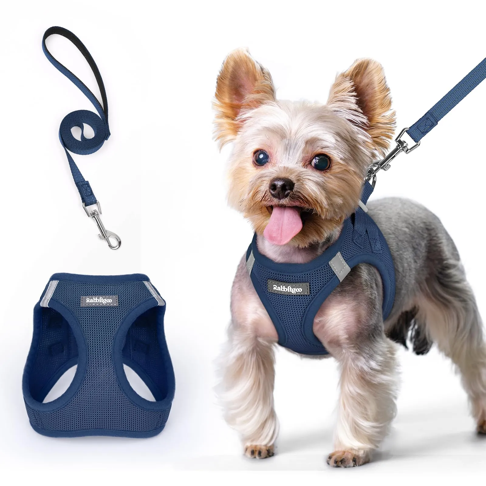 rabbitgoo Pettorina Cane Taglia Piccola con Guinzaglio, Blu Scuro XS - immagine 1