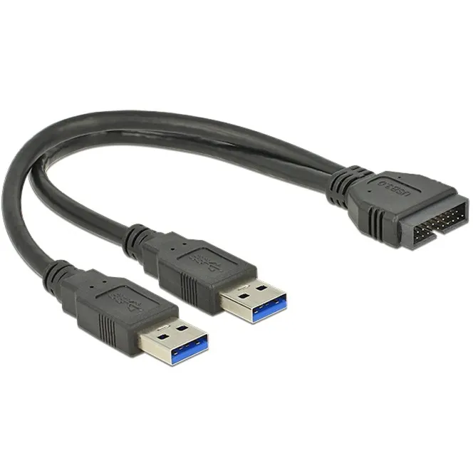0.25m USB3.0/2xUSB3.0 cavo USB 0,25 m USB 3.2 Gen 1 (3.1 Gen 1) 2 x USB A Nero, Adattatore - immagine 1