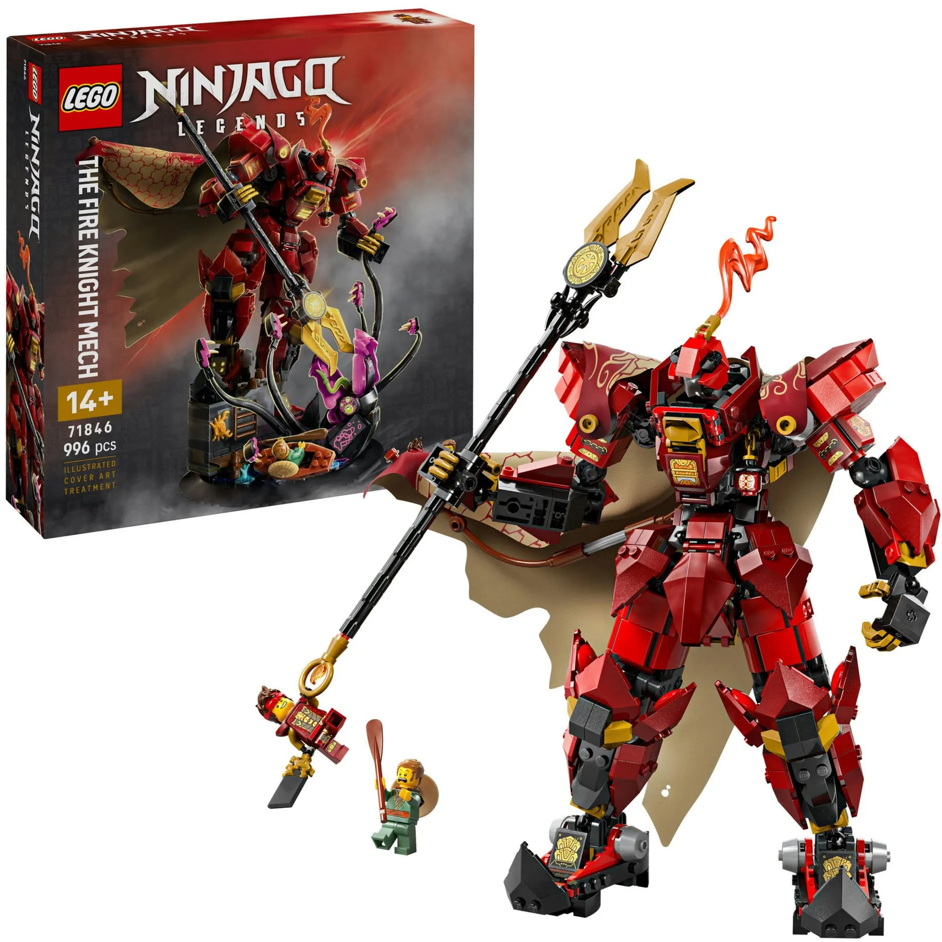 NINJAGO 71846 Mech Cavaliere del Fuoco, Giocattolo con Action Figure Robot, Minifigure e Mostro Marino, Idea Regalo 14+, Giochi di costruzione - immagine 1