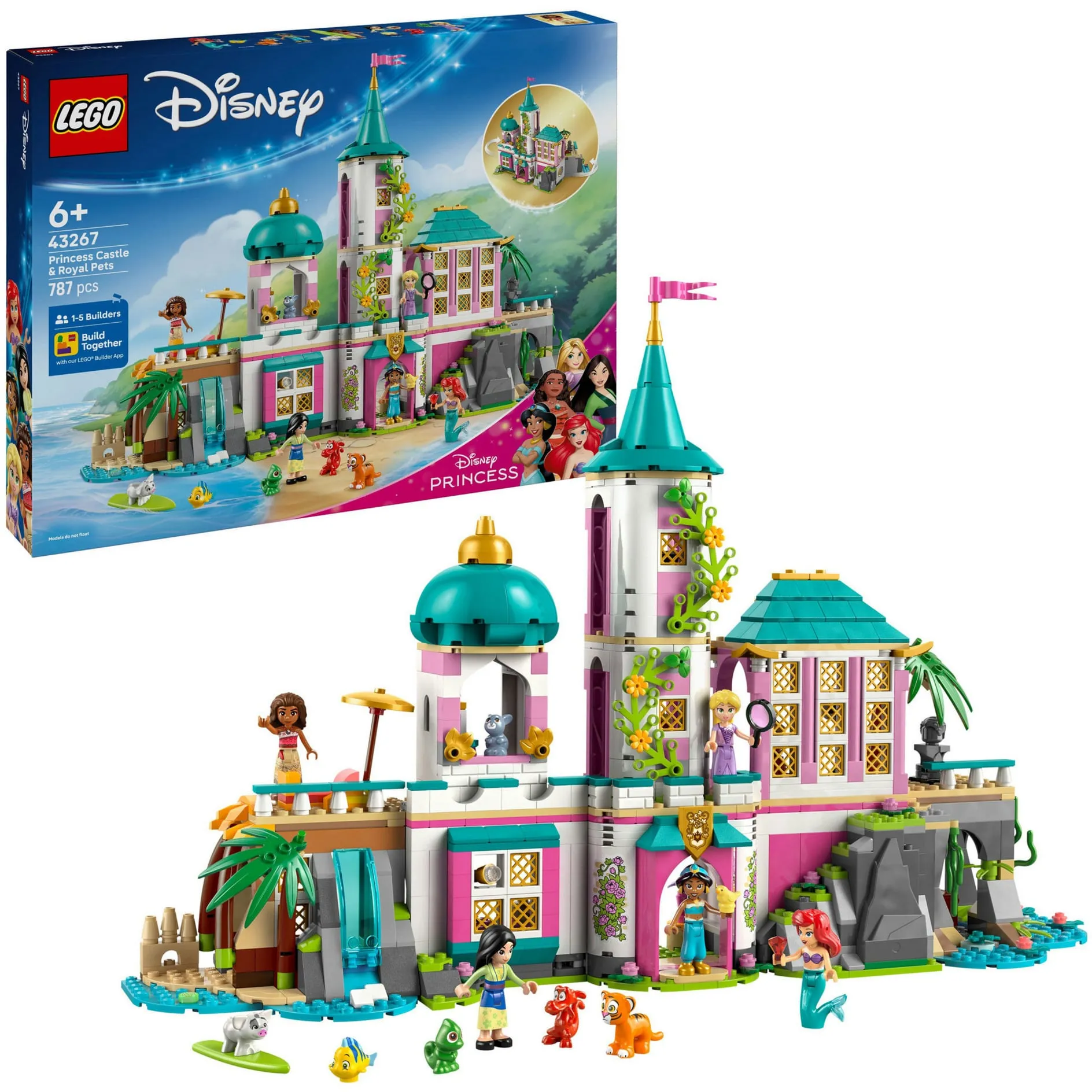 Disney Princess ǀ Disney 43267 Castello della Principessa e Animali Reali, con Mini Bamboline e Animali Domestici, Regalo per Bambine 6+, Giochi di costruzione - immagine 1
