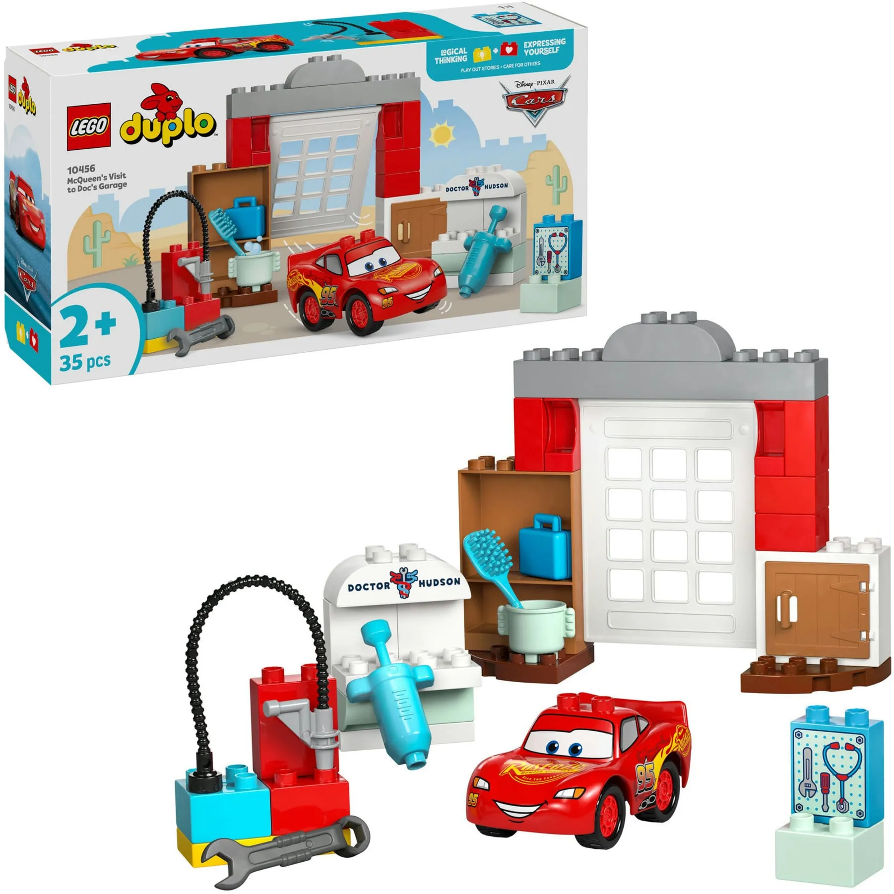 DUPLO │ Disney e Pixar 10456 La Visita di McQueen all’Officina di Doc, Macchina Giocattolo e Accessori per Bambini da 2+, Giochi di costruzione - immagine 1