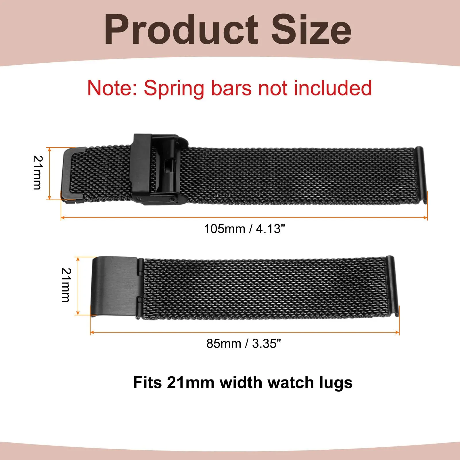 QUARKZMAN Cinturino Orologio in Maglia Acciaio Inossidabile 21mm Cinturini Orologio in Metallo Sgancio Rapido Regolabile Sostitutivo Smartwatch Per Donna, Nero - immagine 2