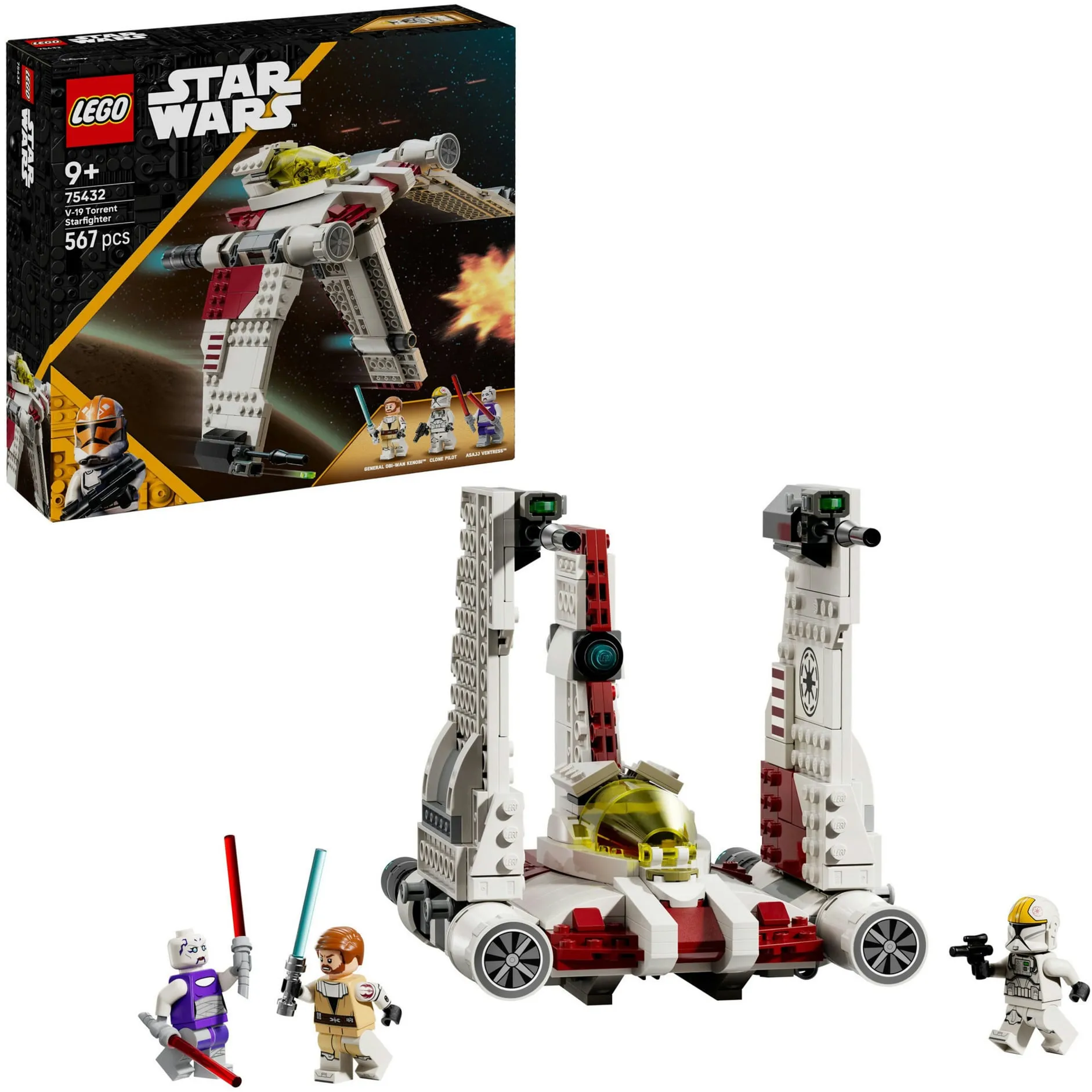 Star Wars 75432 Caccia stellare V-19 Torrent, Astronave Giocattolo con 3 Minifigure con Spade Laser, Idea Regalo 9+ Anni, Giochi di costruzione - immagine 1