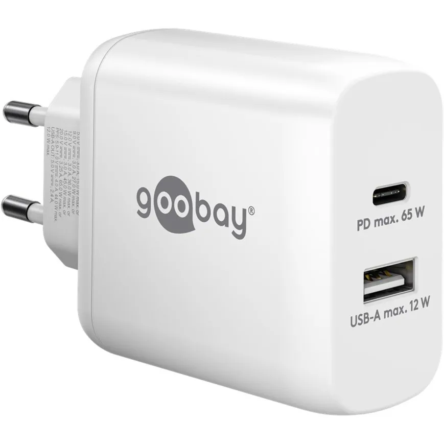 Caricatore rapido duale USB-C, PD, GaN, 65 watt, Caricabatterie - immagine 1