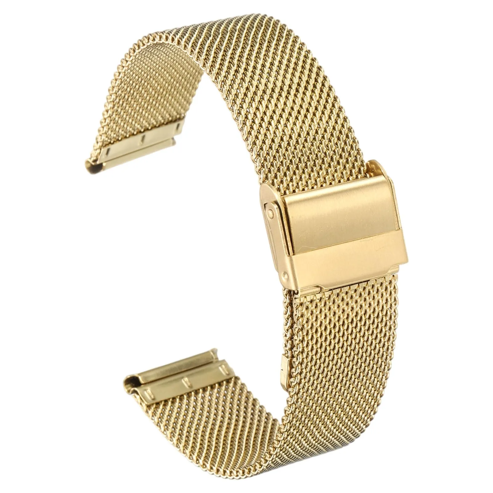 QUARKZMAN Cinturino Orologio in Maglia Acciaio Inossidabile 18mm Cinturini Orologio in Metallo Sgancio Rapido Regolabile Sostitutivo Smartwatch Uomo Donna, Oro - immagine 1