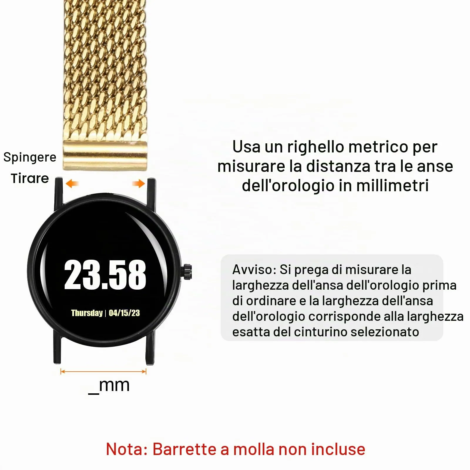 QUARKZMAN Cinturino Orologio in Maglia Acciaio Inossidabile 20mm Cinturini Orologio in Metallo Sgancio Rapido Regolabile Sostitutivo Smartwatch Uomo Donna, Oro - immagine 4