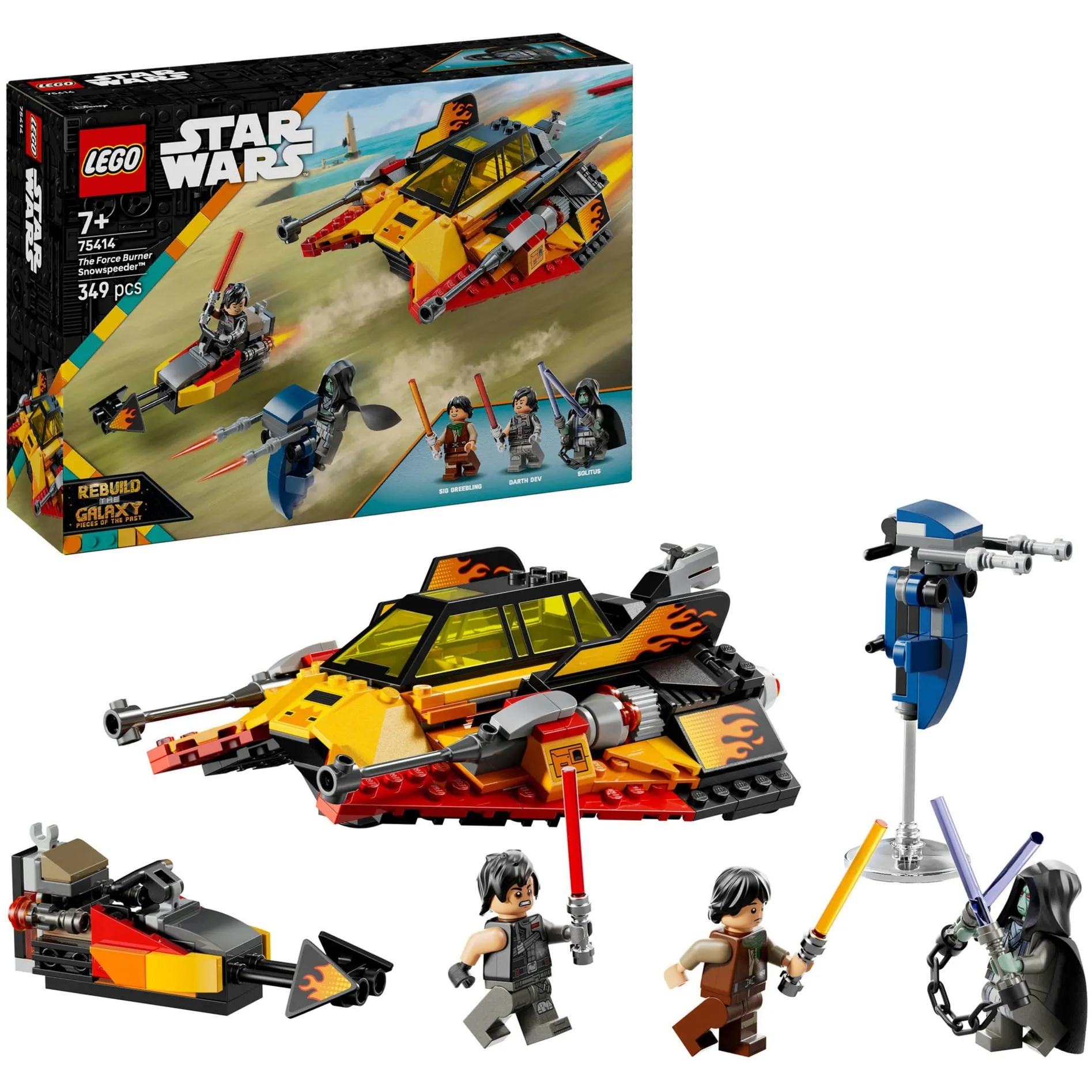 Star Wars 75414 Snowspeeder Force Burner, Astronave Giocattolo con 3 Minifigure e moto Speeder, Idea Regalo da 7+ Anni, Giochi di costruzione - immagine 1