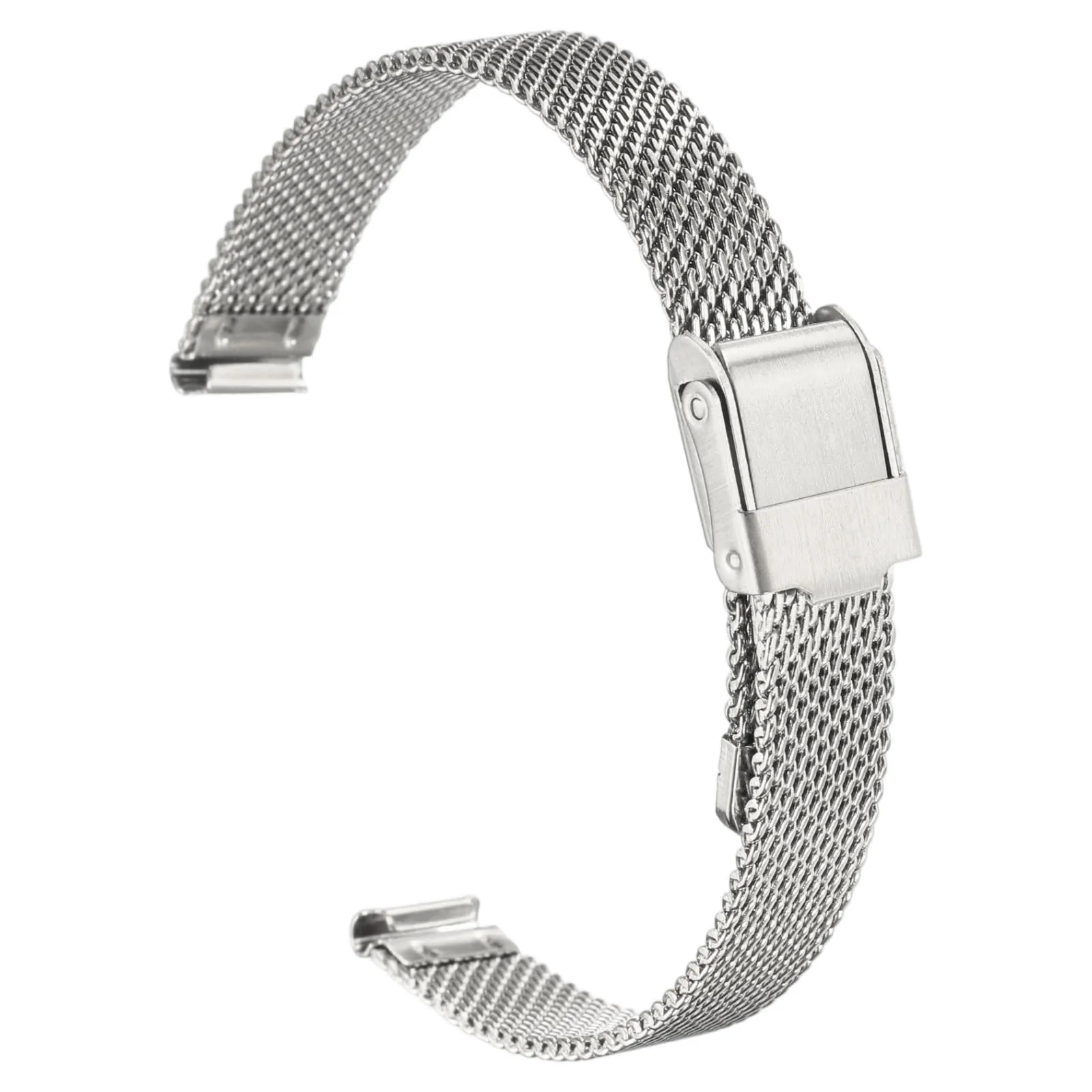 QUARKZMAN Cinturino Orologio in Maglia Acciaio Inossidabile 10mm Cinturini Orologio in Metallo Sgancio Rapido Regolabile Sostitutivo Smartwatch Uomo Donna, Argento - immagine 1