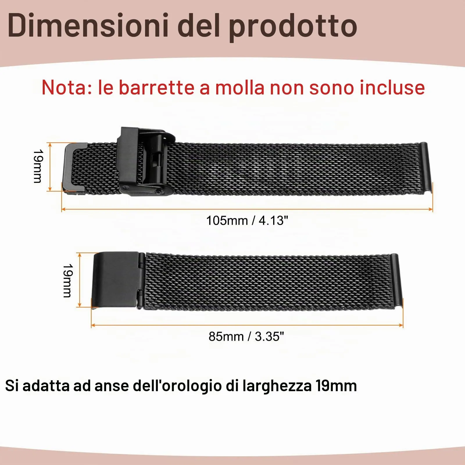 QUARKZMAN Cinturino Orologio in Maglia Acciaio Inossidabile 19mm Cinturini Orologio in Metallo Sgancio Rapido Regolabile Sostitutivo Smartwatch Per Donna, Nero - immagine 2