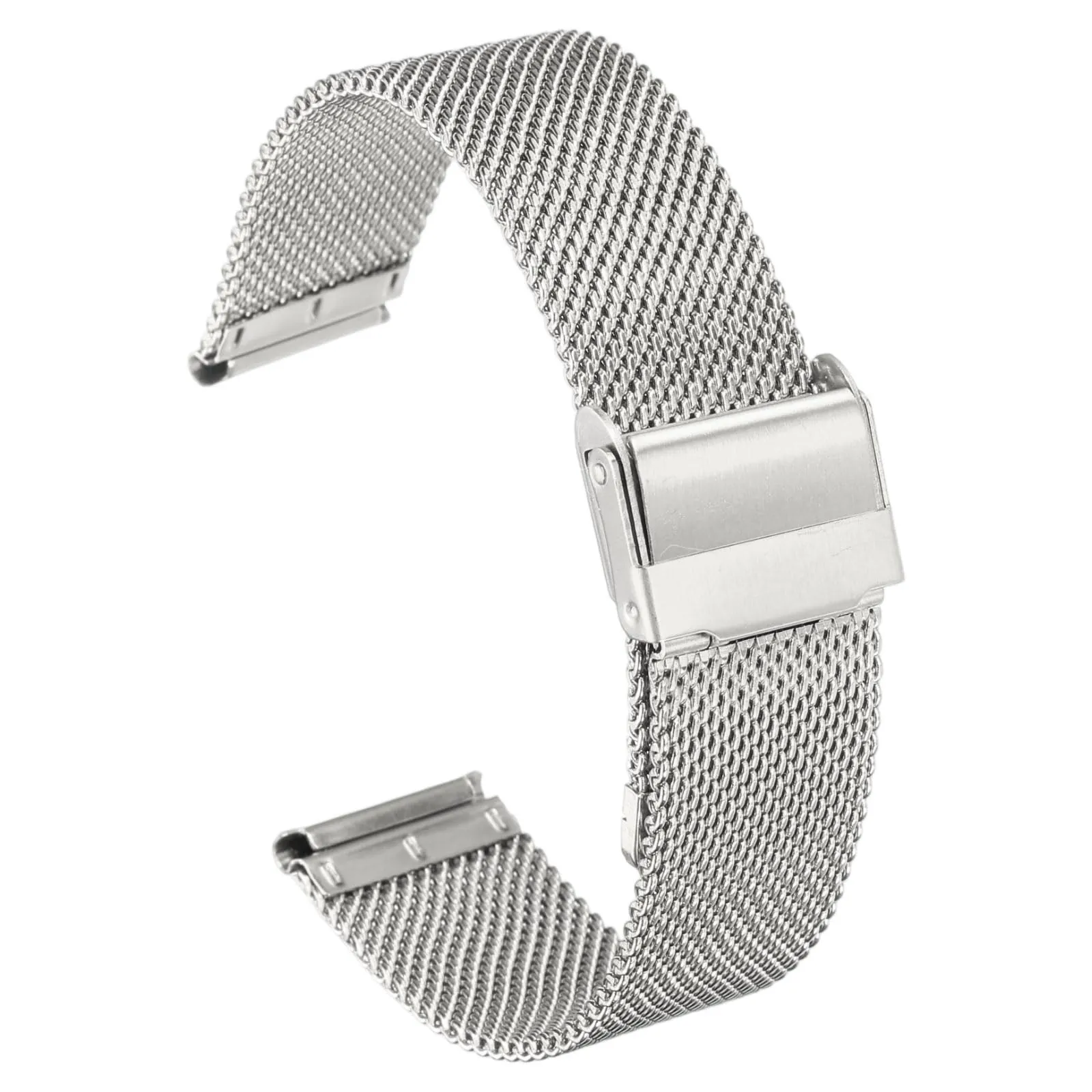 QUARKZMAN Cinturino Orologio in Maglia Acciaio Inossidabile 19mm Cinturini Orologio in Metallo Sgancio Rapido Regolabile Sostitutivo Smartwatch Uomo Donna, Argento - immagine 1