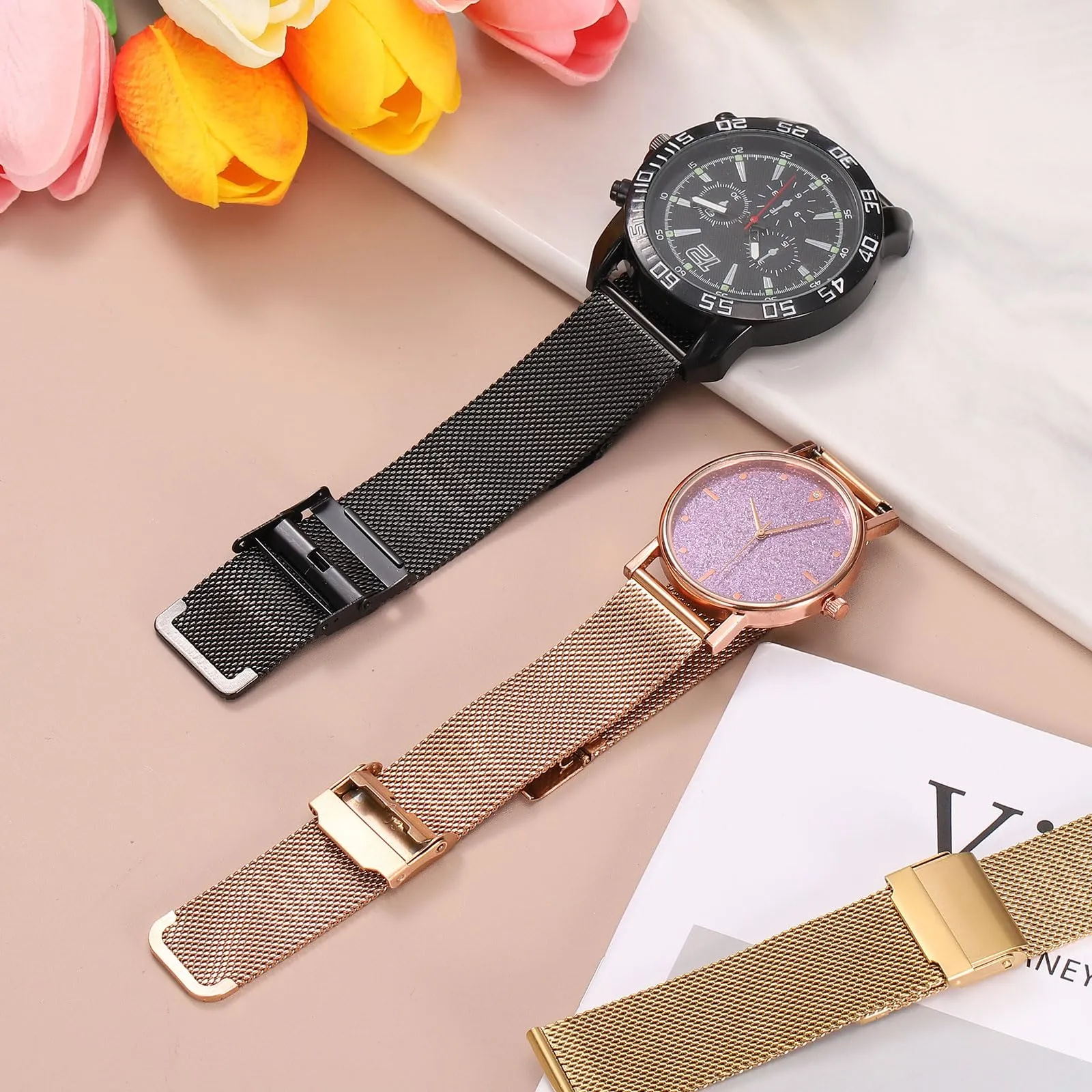 QUARKZMAN Cinturino Orologio in Maglia Acciaio Inossidabile 19mm Cinturini Orologio in Metallo Sgancio Rapido Regolabile Sostitutivo Smartwatch Uomo Donna, Argento - immagine 7
