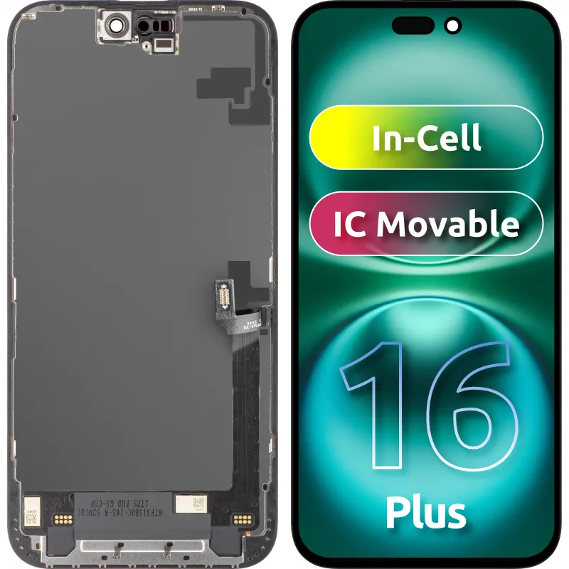 Display con Touchscreen ZY per Apple iPhone 16 Plus, con Cornice, Versione LCD In-Cell IC Movable, Nero - immagine 1