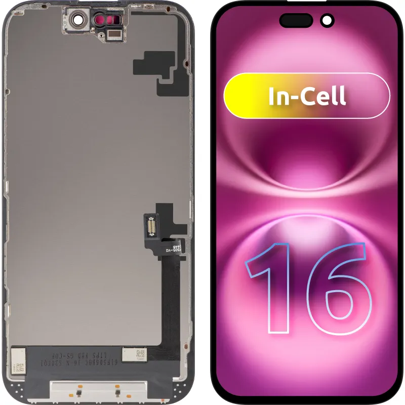 Display con Touchscreen ZY per Apple iPhone 16, con Cornice, Versione LCD In-Cell, Nero - immagine 1