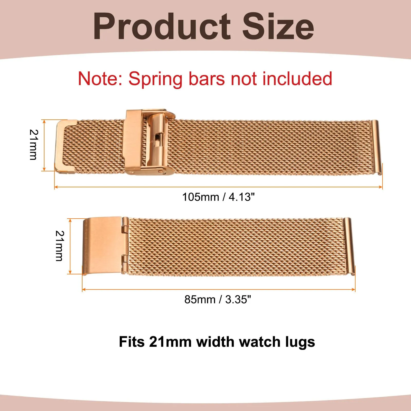 QUARKZMAN Cinturino Orologio in Maglia Acciaio Inossidabile 21mm Cinturini Orologio in Metallo Sgancio Rapido Regolabile Sostitutivo Smartwatch Per Donna, Oro Rosa - immagine 2