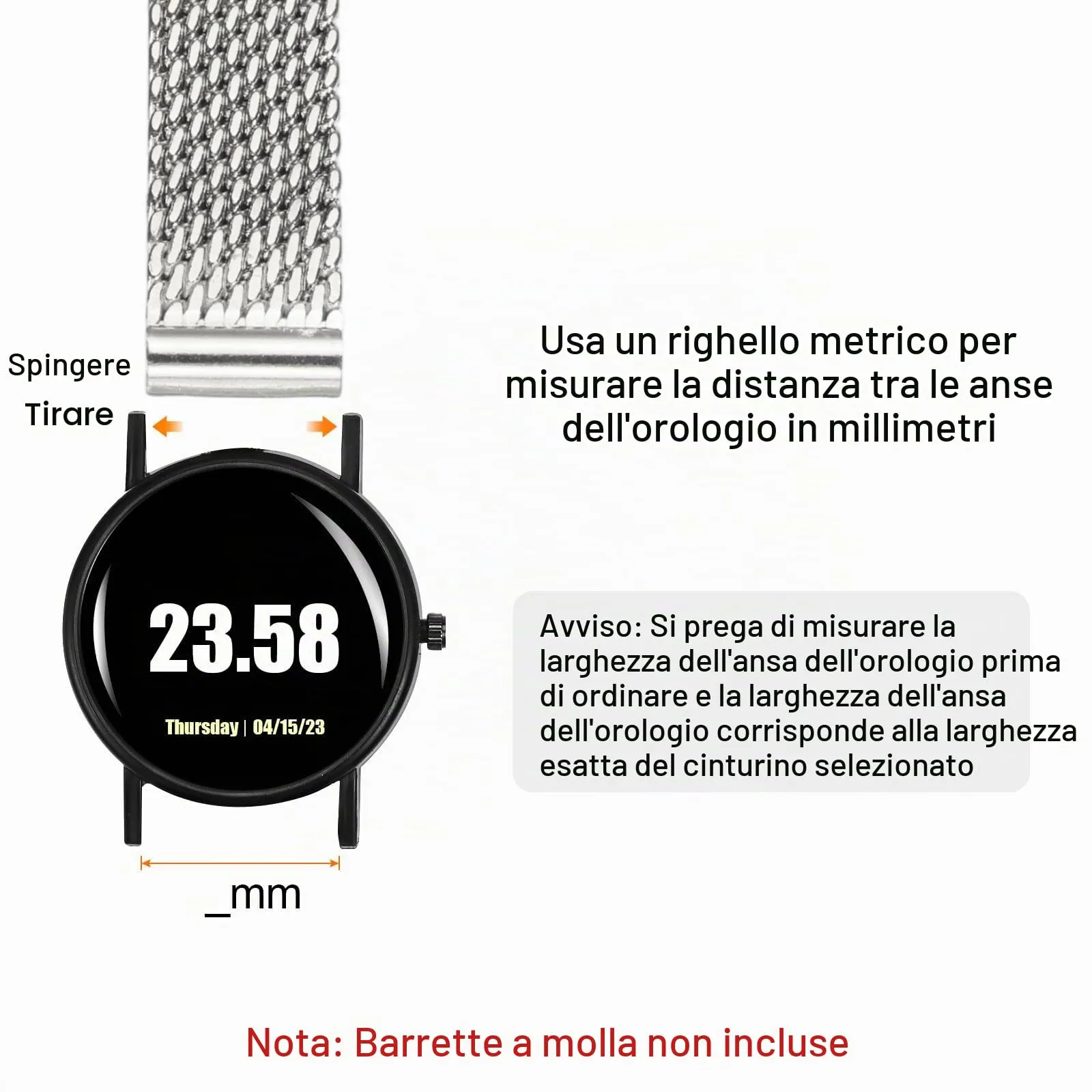 QUARKZMAN Cinturino Orologio in Maglia Acciaio Inossidabile 16mm Cinturini Orologio in Metallo Sgancio Rapido Regolabile Sostitutivo Smartwatch Uomo Donna, Argento - immagine 4