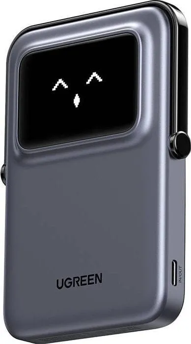 Batteria Esterna Wireless UGREEN PB571 Uno, 5000mAh, 20W, PD + FQI, 1 x QI - 1 x USB-C, Grigio - immagine 1