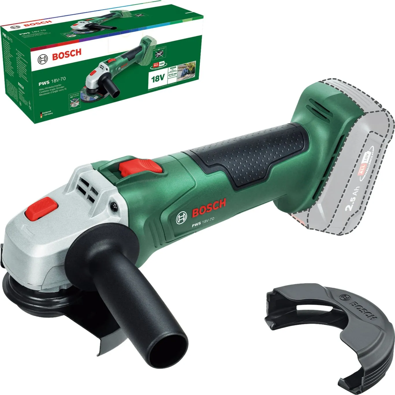 Smerigliatrice angolare a batteria PWS 18V-70 solo, Ø 115mm - immagine 1