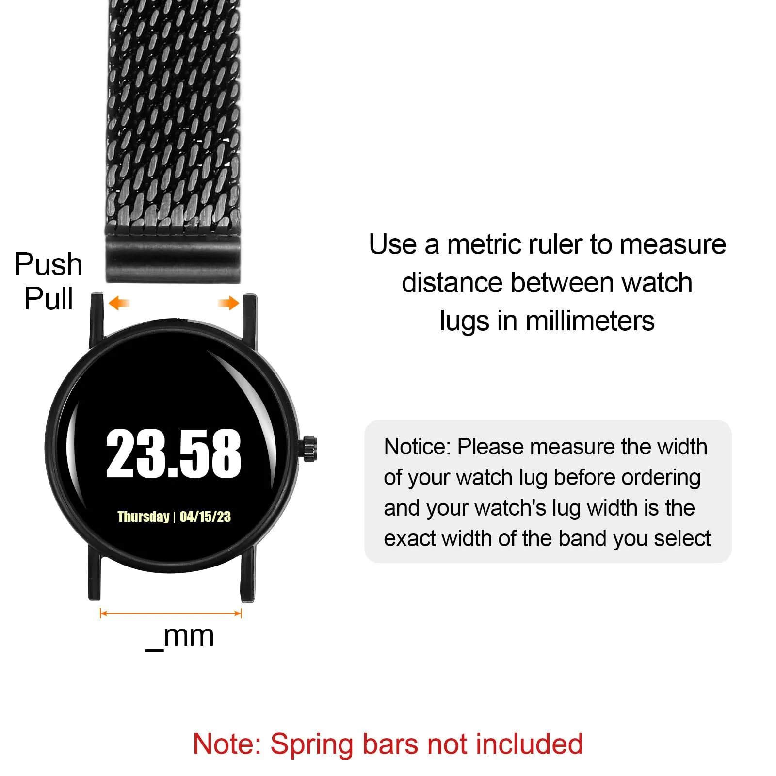 QUARKZMAN Cinturino Orologio in Maglia Acciaio Inossidabile 24mm Cinturini Orologio in Metallo Sgancio Rapido Regolabile Sostitutivo Smartwatch Per Donna, Nero - immagine 4