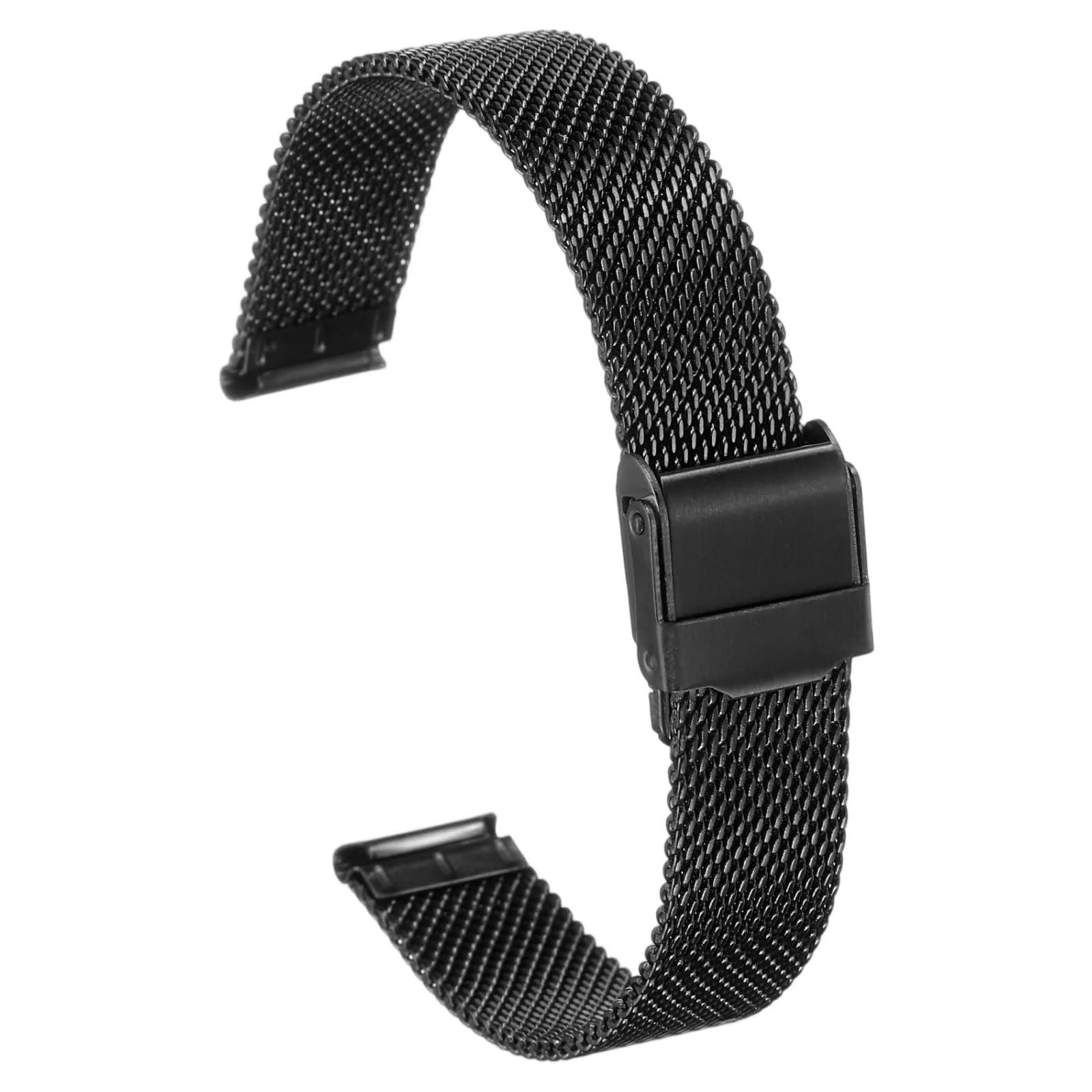QUARKZMAN Cinturino Orologio in Maglia Acciaio Inossidabile 14mm Cinturini Orologio in Metallo Sgancio Rapido Regolabile Sostitutivo Smartwatch Uomo Donna, Nero - immagine 1