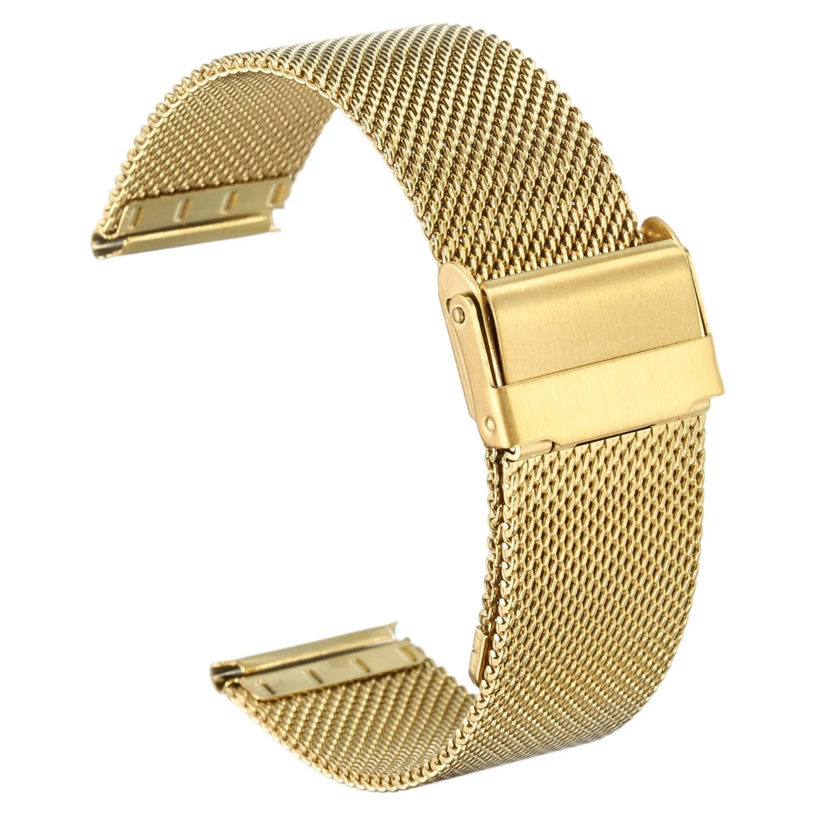 QUARKZMAN Cinturino Orologio in Maglia Acciaio Inossidabile 21mm Cinturini Orologio in Metallo Sgancio Rapido Regolabile Sostitutivo Smartwatch Uomo Donna, Oro - immagine 1