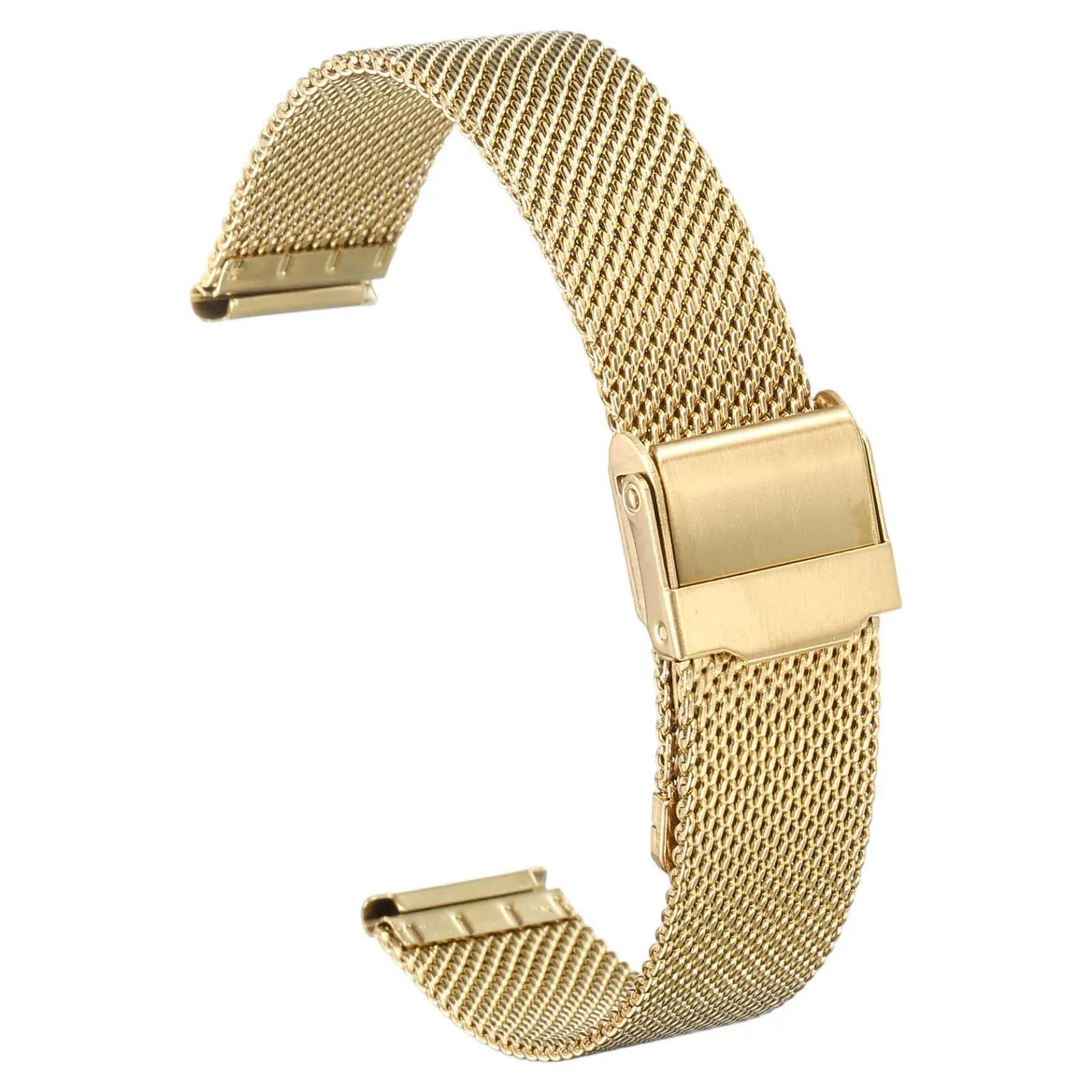 QUARKZMAN Cinturino Orologio in Maglia Acciaio Inossidabile 17mm Cinturini Orologio in Metallo Sgancio Rapido Regolabile Sostitutivo Smartwatch Uomo Donna, Oro - immagine 1