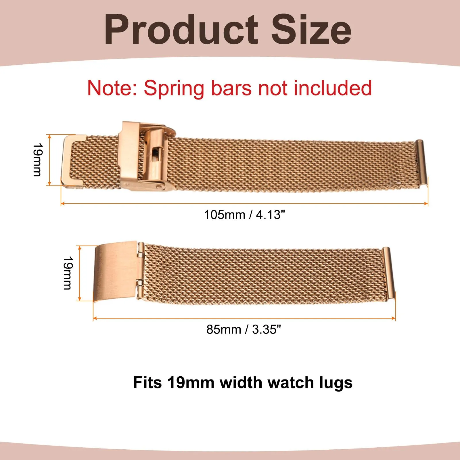 QUARKZMAN Cinturino Orologio in Maglia Acciaio Inossidabile 19mm Cinturini Orologio in Metallo Sgancio Rapido Regolabile Sostitutivo Smartwatch Per Donna, Oro Rosa - immagine 2