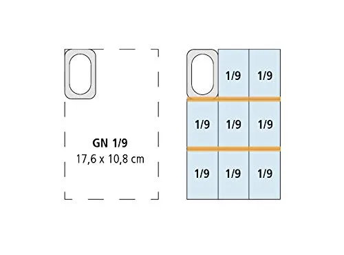 APS Contenitori GN 1/9 65 mm di profondità, 0,6 Litri,176 X 108 mm in Acciaio Inox - immagine 2