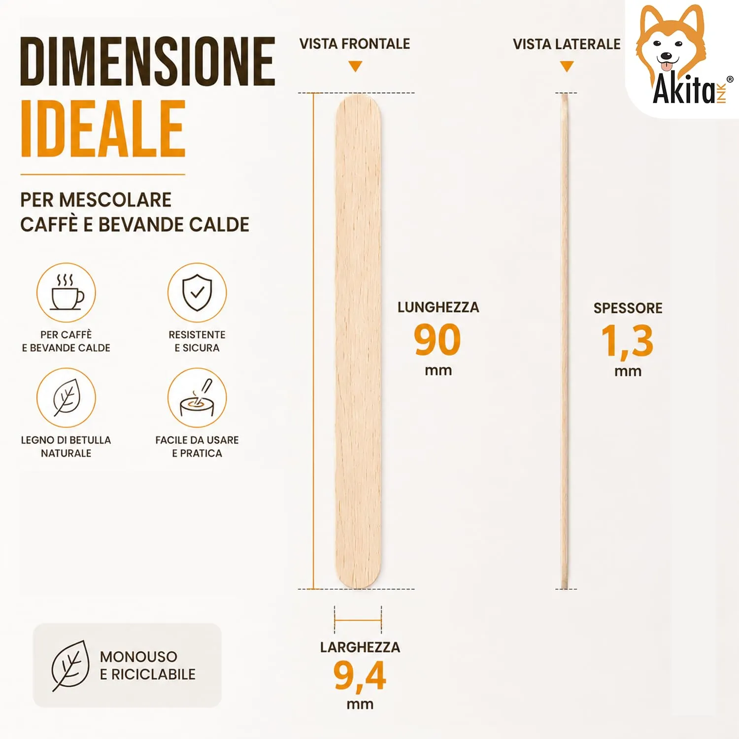 300 Palette caffè monouso confezionate singolarmente, palettine in legno biodegradabili, compostabili e resistenti al calore, per Girare Zucchero Bevande e Caffe nei Bicchierini (300 IMBUSTATE) - immagine 5