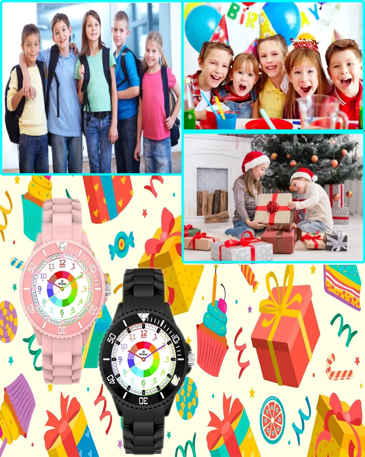 Orologio Educativo per Bambino, Orologio da polso impermeabile 3ATM, Didattico regalo 4-18 anni, Full HD 1080P Home - immagine 7