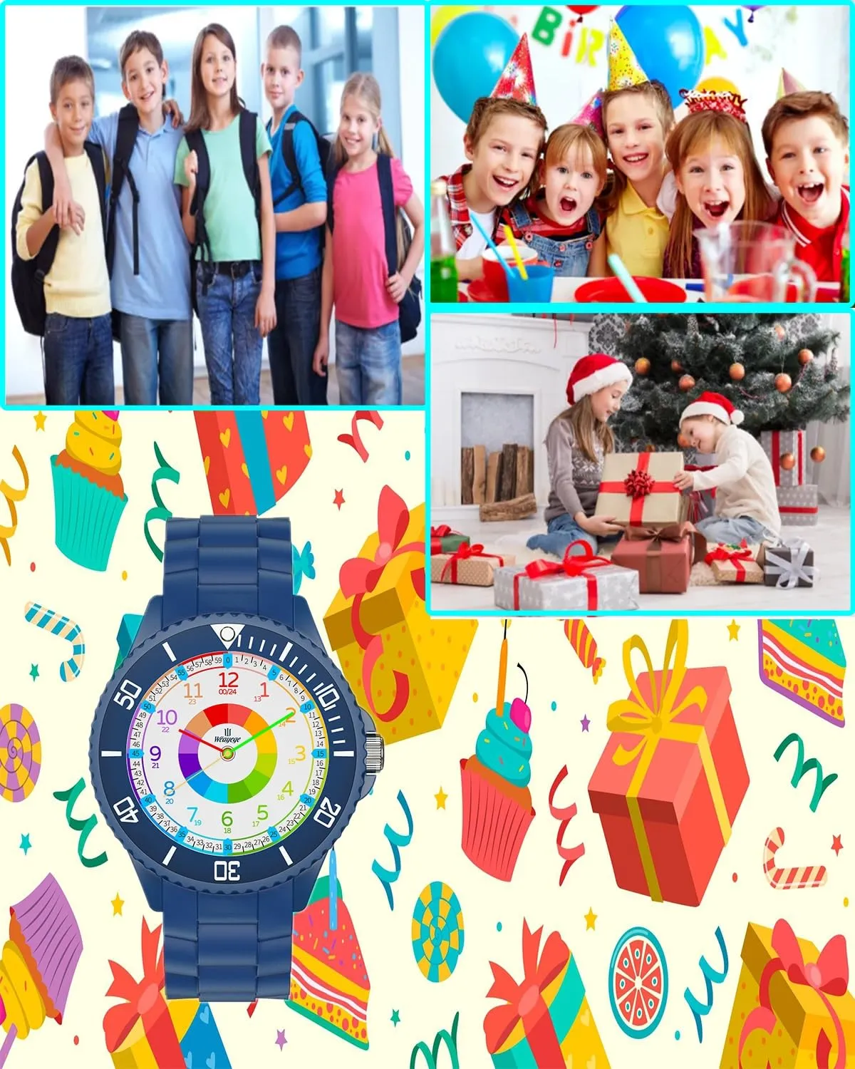 Orologio Educativo per Bambino, Orologio da polso impermeabile 3ATM, Didattico regalo 4-18 anni, Full HD 1080P Home - immagine 7