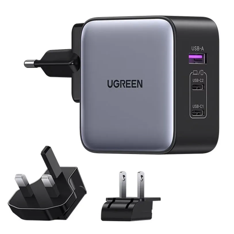Caricabatterie di rete UGREEN CD296, 65W, 5A, 1 x USB-A - 2 x USB-C, Grigio - immagine 1