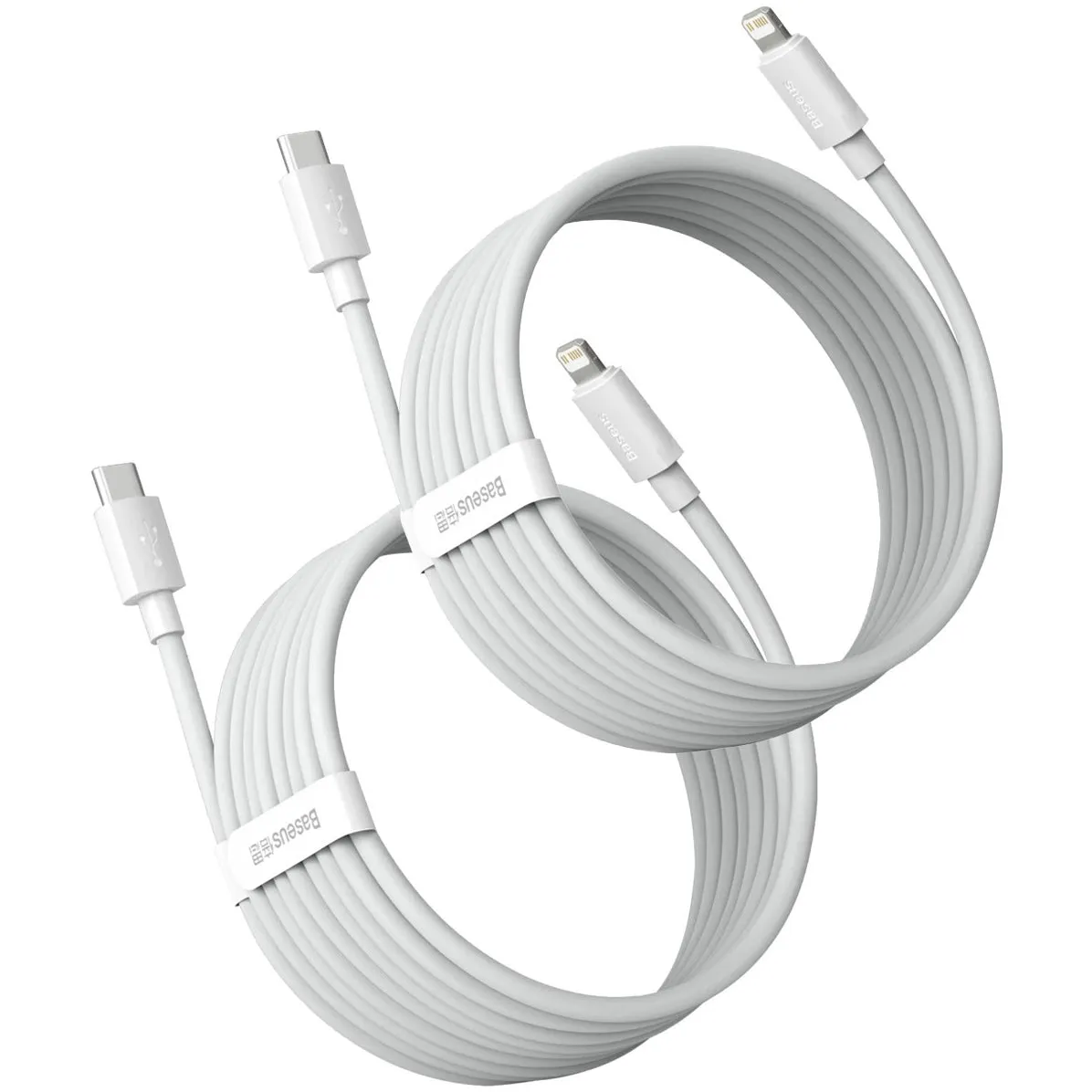 Cavo Dati e Ricarica USB-C - Lightning Baseus Simple Wisdom, 20W, 1,5m, Set 2 pezzi, Bianco TZCATLZJ-02 - immagine 1