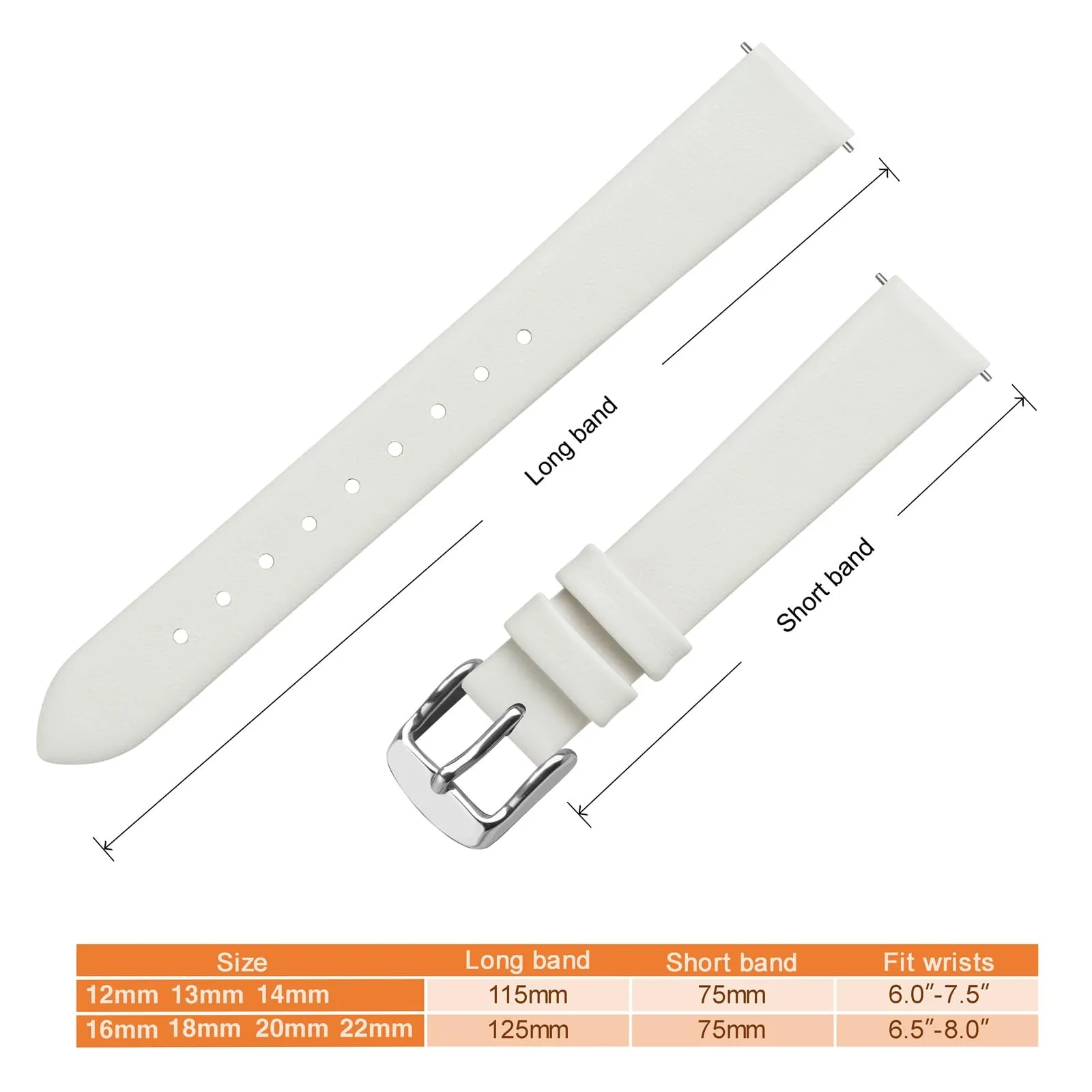 ANNEFIT Cinturini per Orologi per Uomo Donna, Cinturino in Vera Pelle con Sgancio Rapido, Larghezza della Banda 15mm (Bianca) - immagine 4