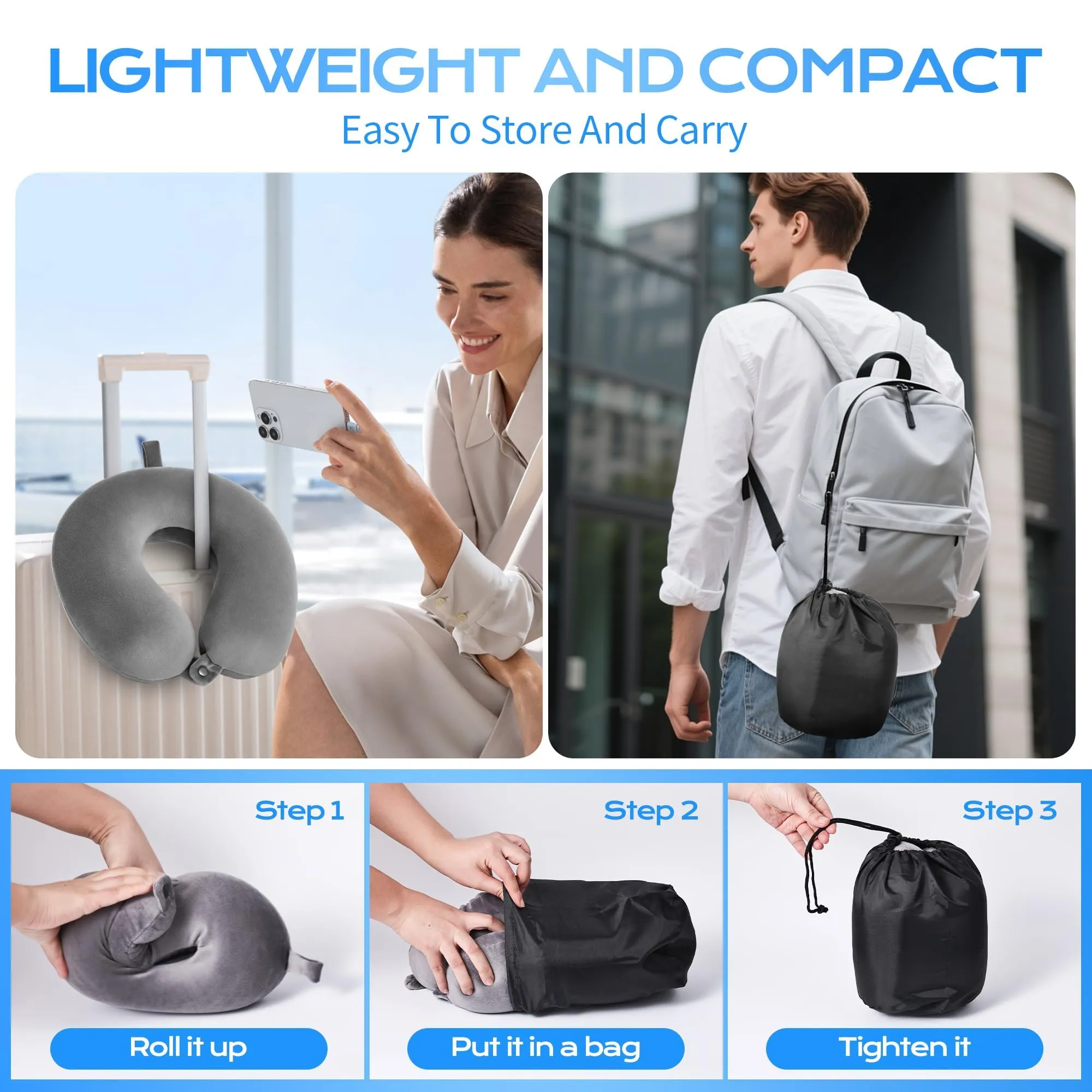 Leseed Cuscino da Viaggio, Cuscino Aereo Viaggio Memory Foam - immagine 5