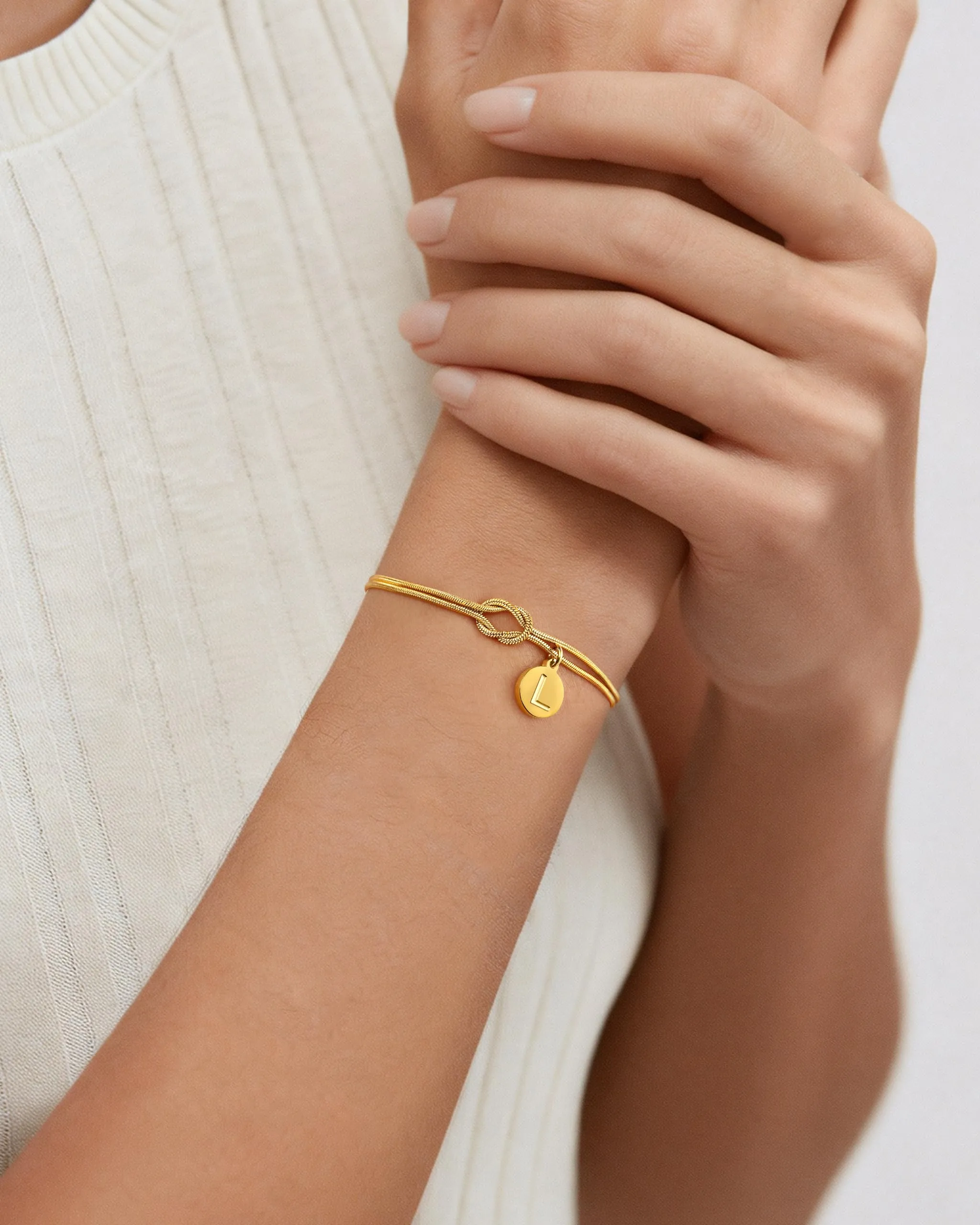 Bracciale Donna con Iniziali Bracciale Nodo Bracciali Donna Oro E - immagine 2