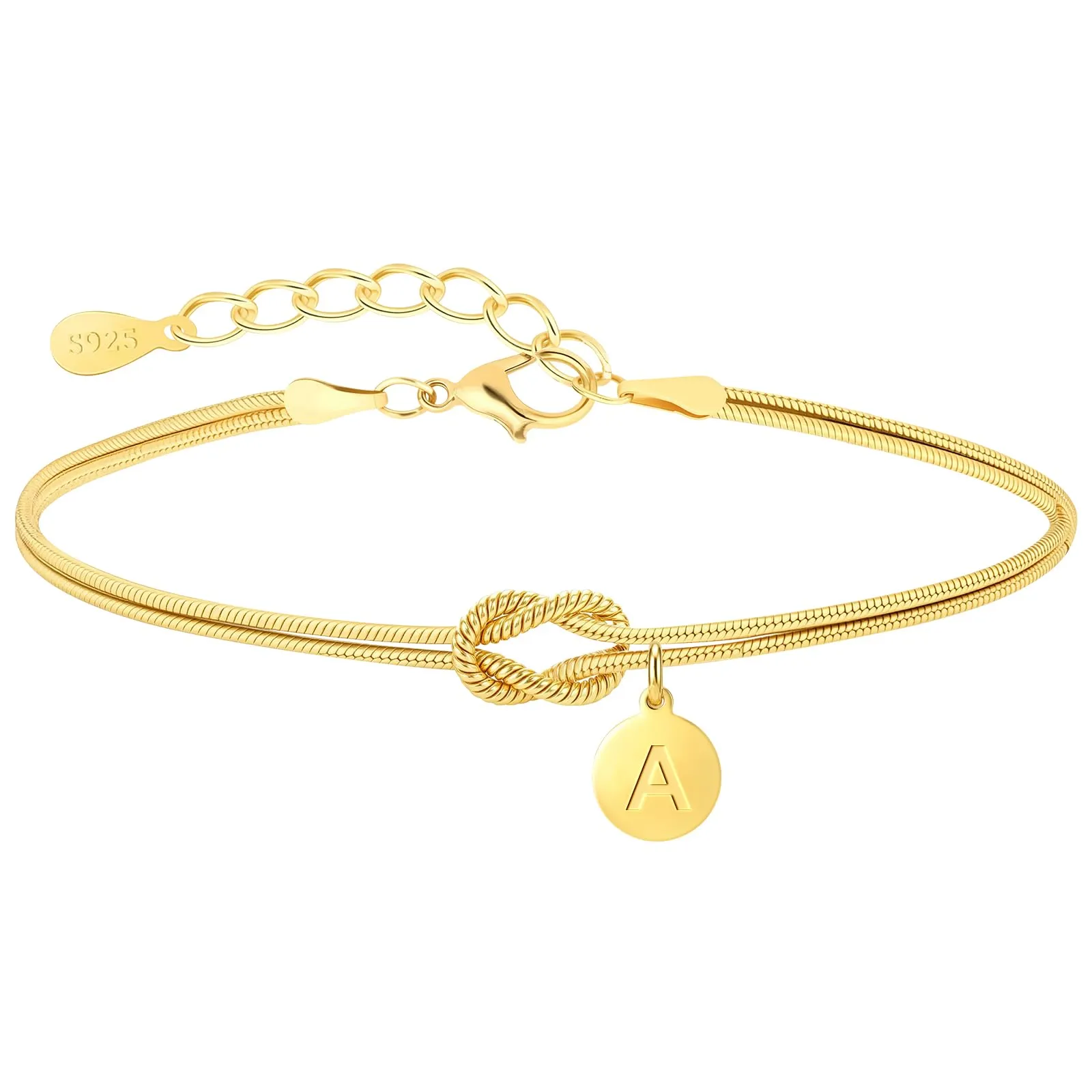 Bracciale Donna con Iniziali Bracciale Nodo Bracciali Donna Oro A - immagine 1