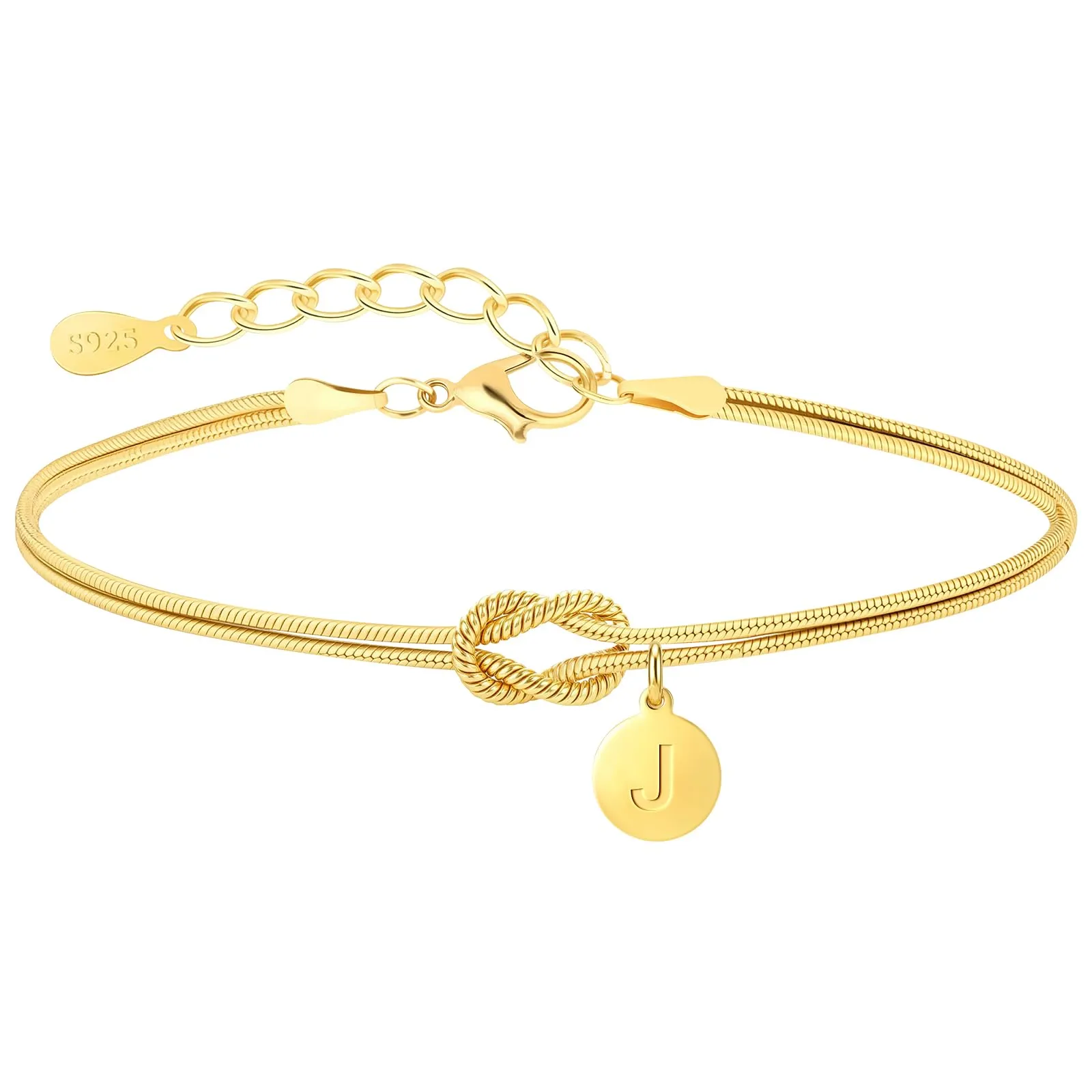 Bracciale Donna con Iniziali Bracciale Nodo Bracciali Donna Oro J - immagine 1