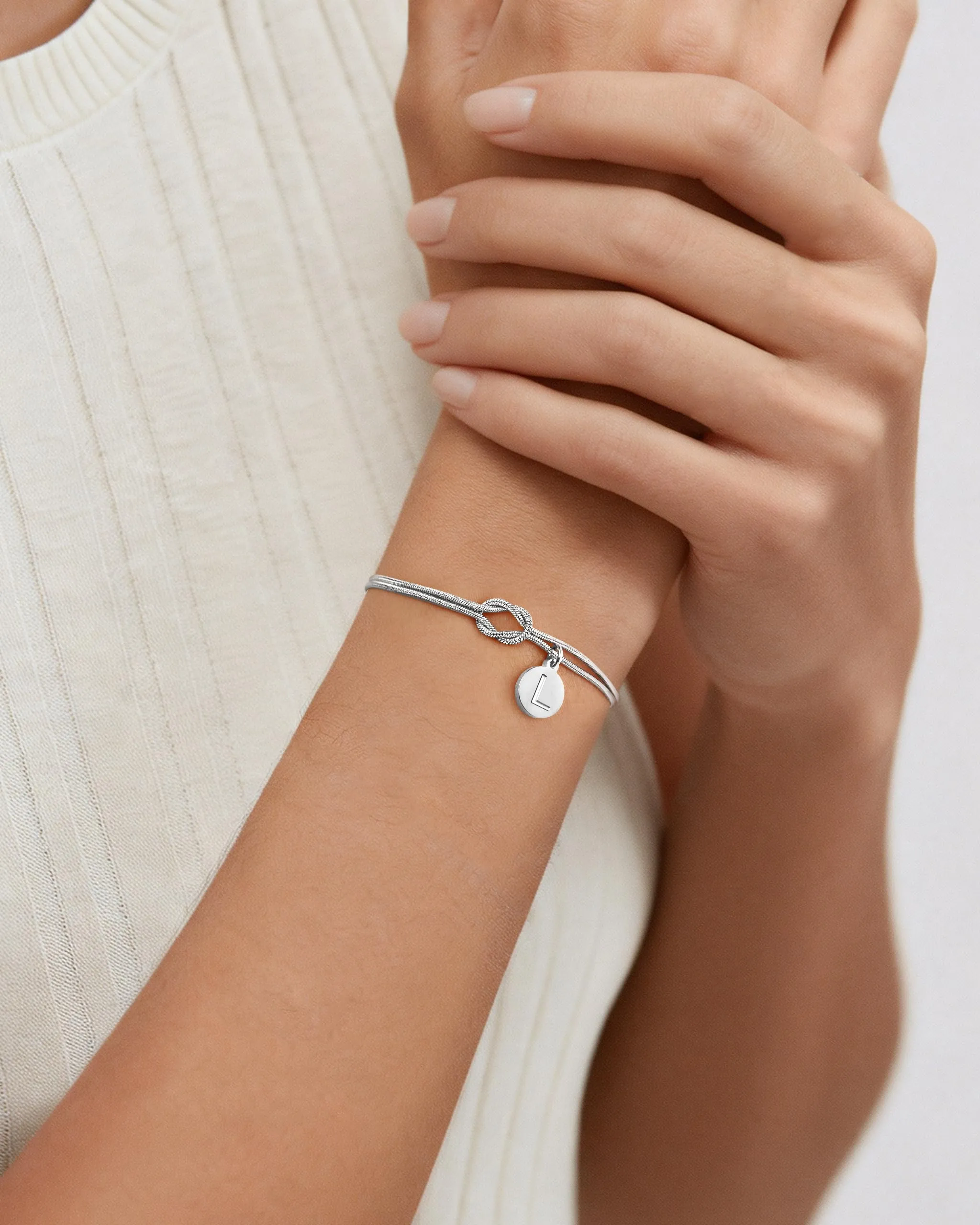 Bracciale Donna con Iniziali Bracciale Nodo Bracciali Donna Argento 925 P - immagine 2