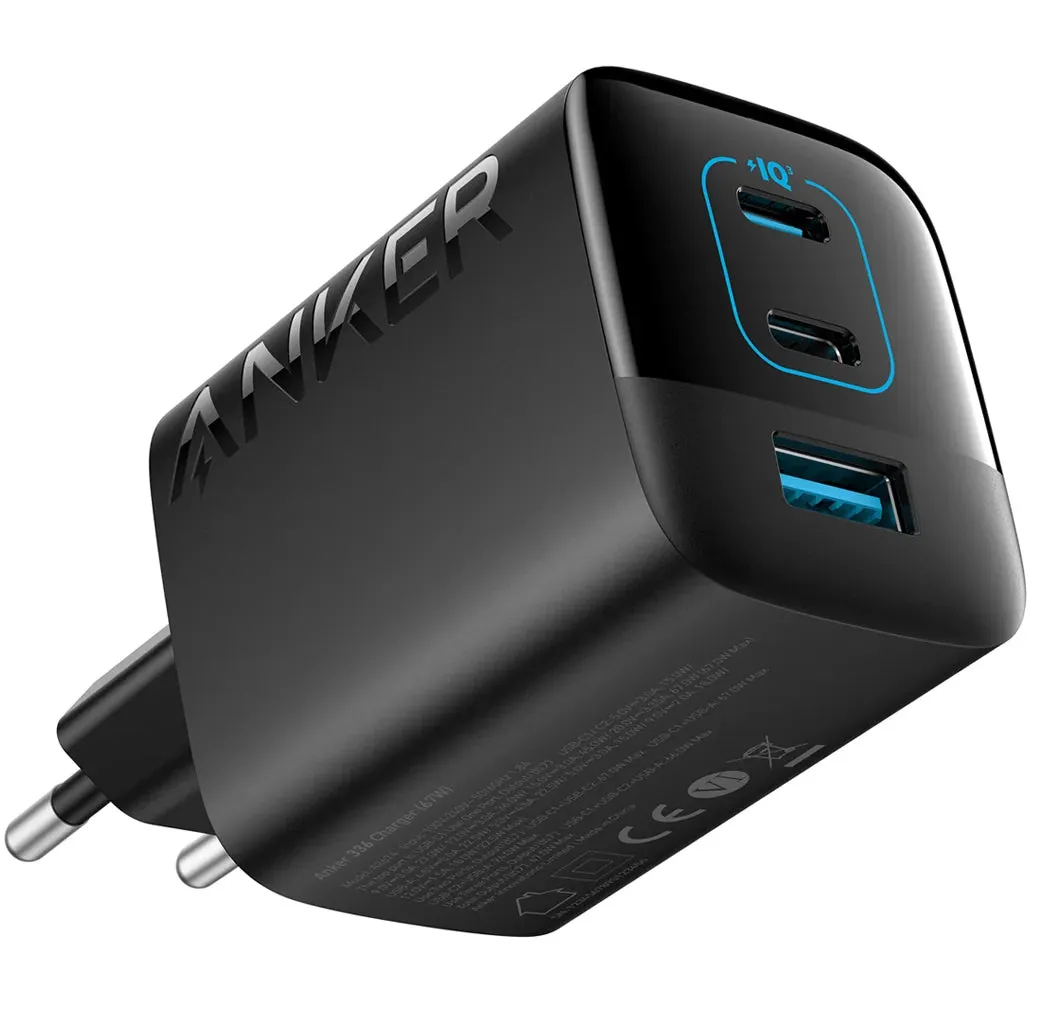 Caricabatterie Rete Anker 336, 67W, 3.25A, 1 x USB-A - 2 x USB-C, Nero A2674G11 - immagine 1