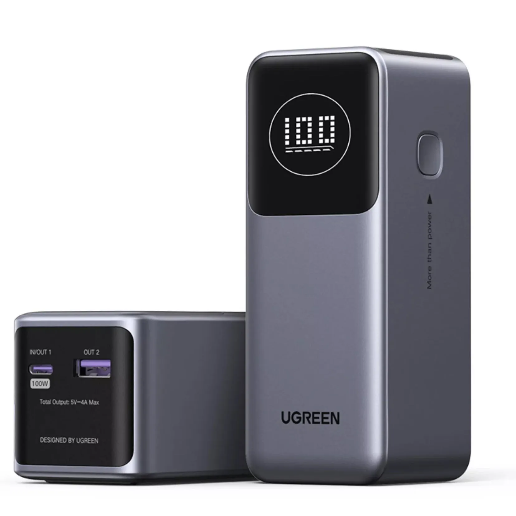 Batteria Esterna UGREEN PB724, 12000mAh, 100W, QC + PD, 1 x USB-A - 1 x USB-C, Grigio - immagine 1