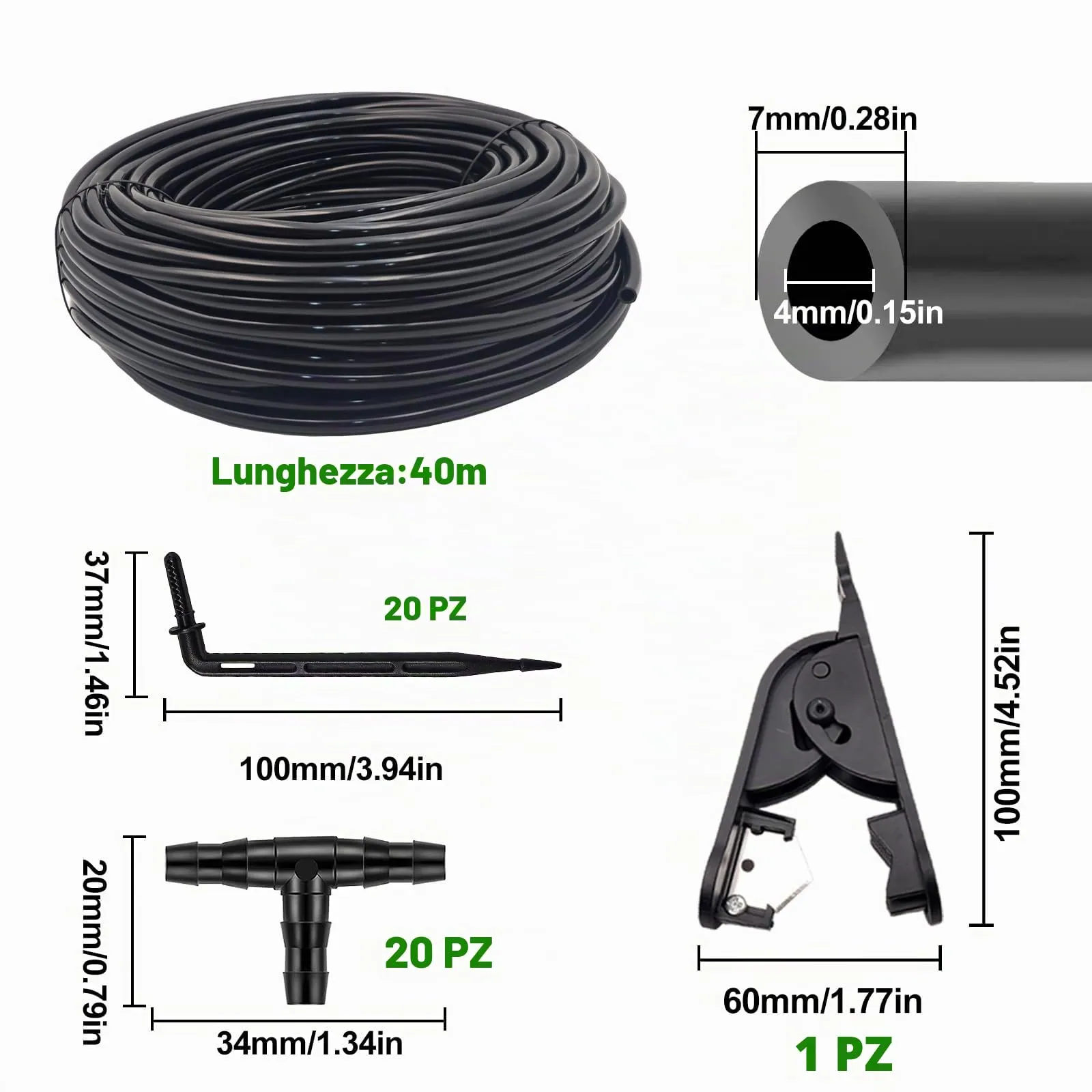Micro tubo di irrigazione 40 metri (4/7 mm), tubo di irrigazione a goccia in PVC, sistema di irrigazione a goccia per giardino, serra e piante in vaso, sistema di irrigazione da giardino - immagine 4