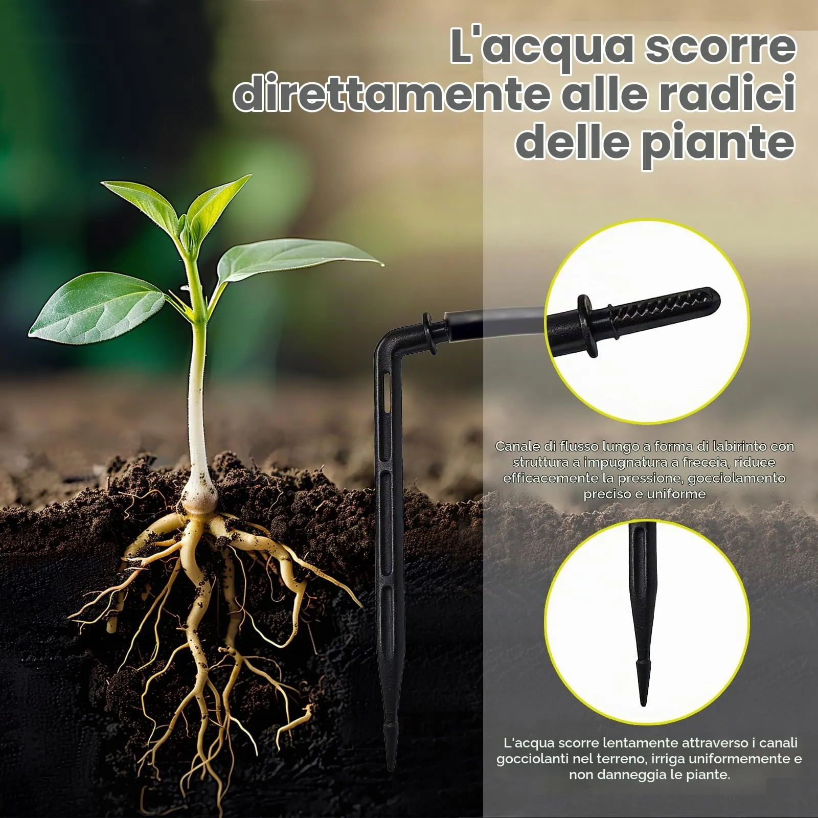 Micro tubo di irrigazione 40 metri (4/7 mm), tubo di irrigazione a goccia in PVC, sistema di irrigazione a goccia per giardino, serra e piante in vaso, sistema di irrigazione da giardino - immagine 6
