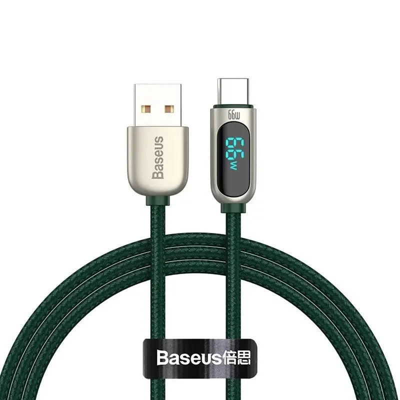 Cavo Dati e Ricarica USB-A - USB-C Baseus Display, 66W, 1m, Verde CASX020006 - immagine 1