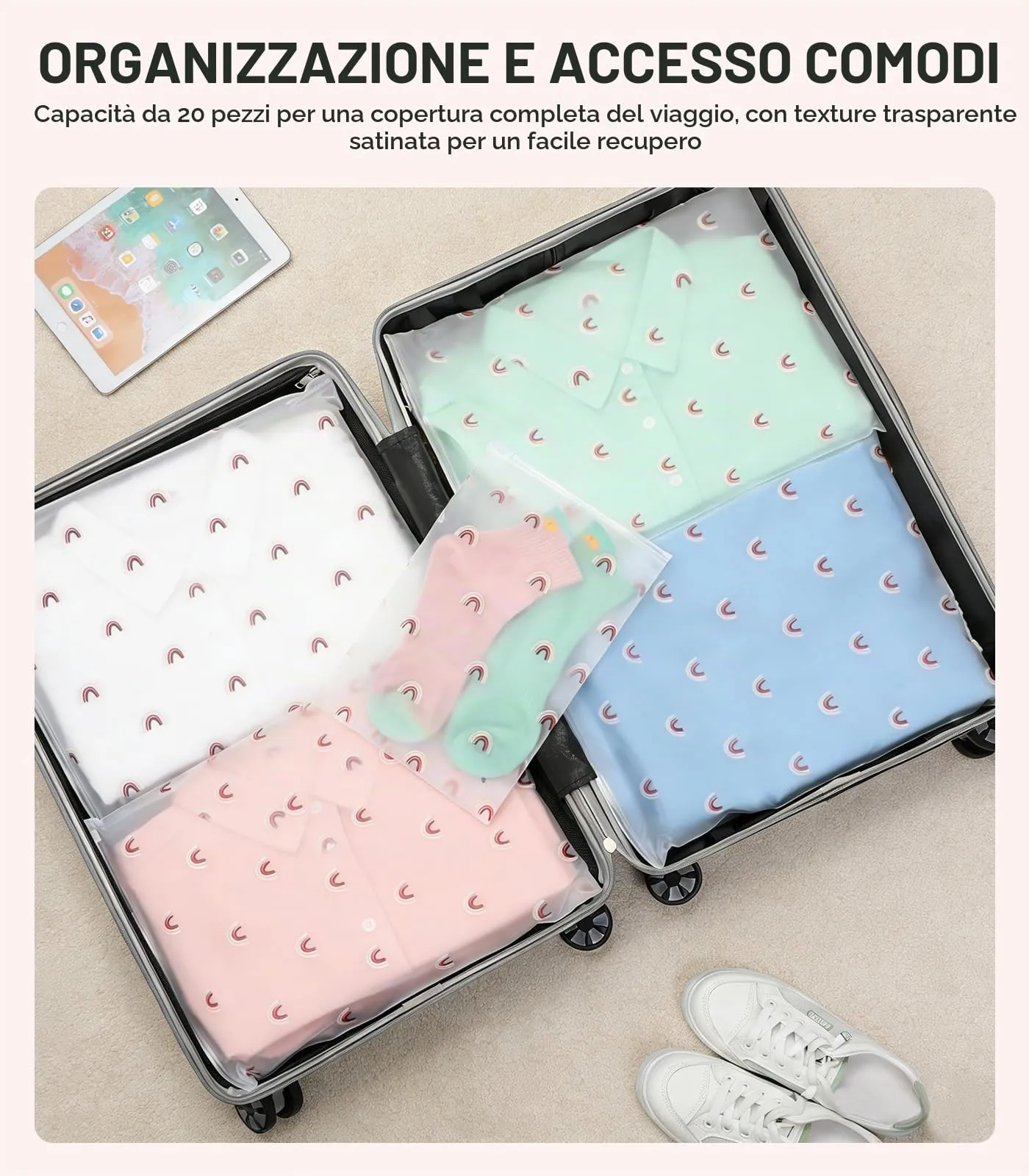 AiQInu 20 Pezzi Sacchetti per Vestiti Trasparenti Plastica, Sacchetti Vestiti Viaggio, Borsa Valigia Organizer, Trasparenti Plastica da Zip - immagine 3