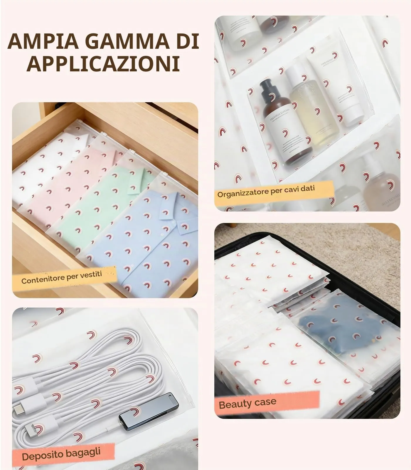 AiQInu 20 Pezzi Sacchetti per Vestiti Trasparenti Plastica, Sacchetti Vestiti Viaggio, Borsa Valigia Organizer, Trasparenti Plastica da Zip - immagine 6